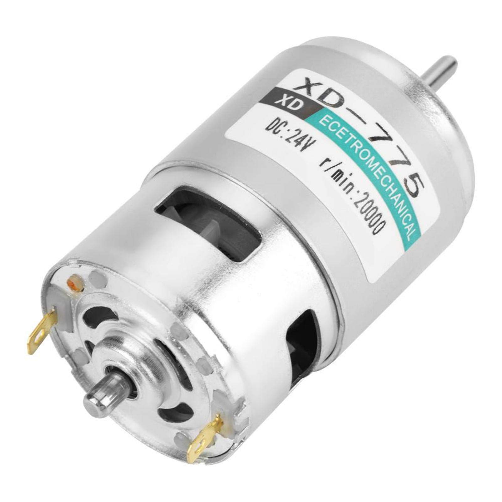 12V/24V High Speed Low Noise Double Ball Bearing Brush DC Motor - XD-775 for Small Lathe, Precision Machines, Battery Cars & DIY Projects (24V 20000 RPM) - Ideal for Robotics, CNC Tools & Power Wheels