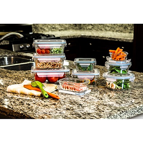 Glasslock 18-Piece Oven Safe Food Storage Container Set - BPA Free, Microwave & Freezer Safe - Perfect for Meal Prep, Leftovers & Kitchen Organization