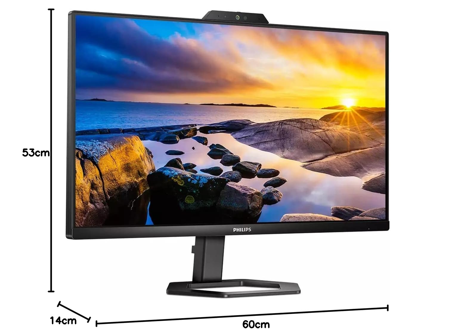 Philips 24E1N5300HE 24-Inch FHD USB-C Monitor with Built-in Webcam, Height Adjustable Stand & Speakers (1920x1080, 75Hz, HDMI, DisplayPort, USB Hub) - Perfect for Home Office, Gaming & Video Conferencing