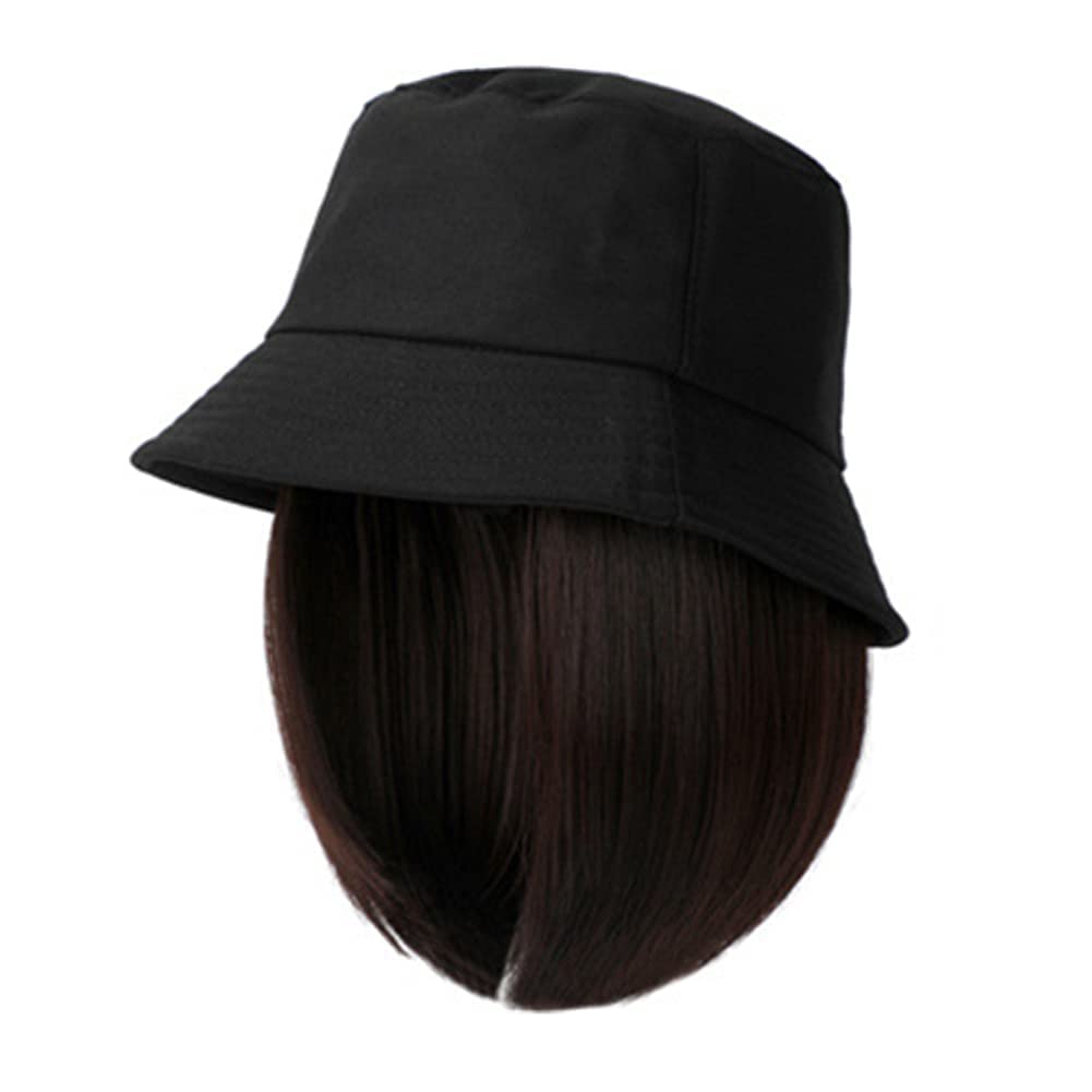 Women's Sun Hat with Removable Wig Hair Extension - UPF 50+ UV Protection Bucket Hat for Short Hair - Perfect for Beach, Outdoor Activities & Fashion Accessories