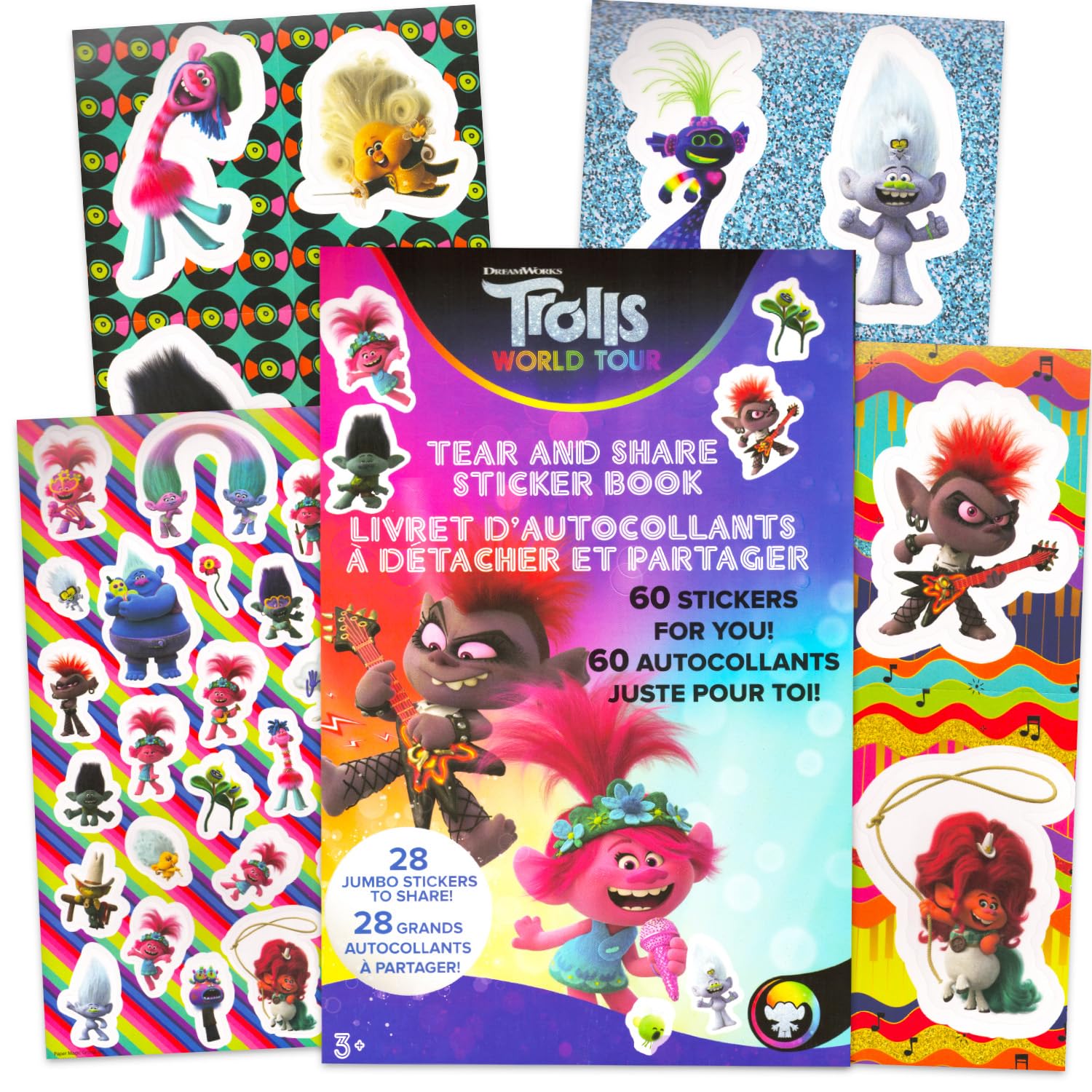 400+ Trolls Stickers Party Decorations Set with Fun Packs & Pens - Perfect for Trolls Themed Birthday Parties, Classroom Rewards, and Kids' Craft Activities
