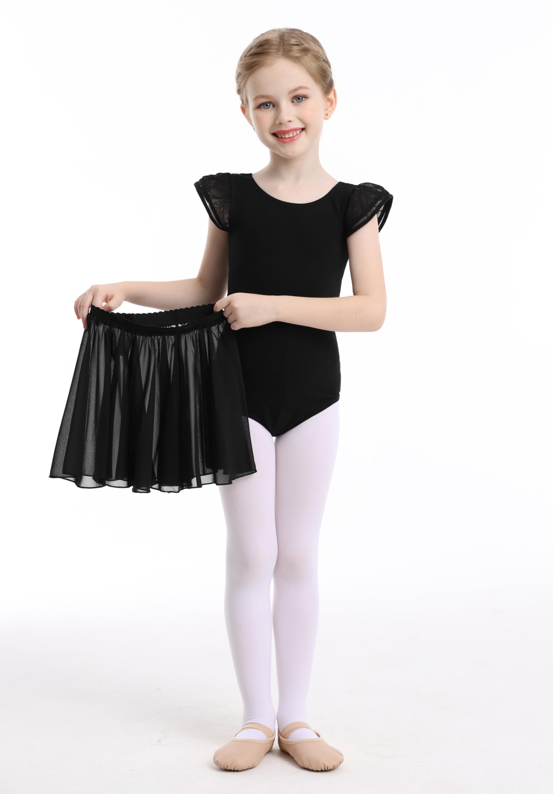 Toddler Girls Ballet Leotard with Swallowtail Tutu Skirt & Flutter Sleeves - Perfect for Dance Classes, Recitals, and Performances