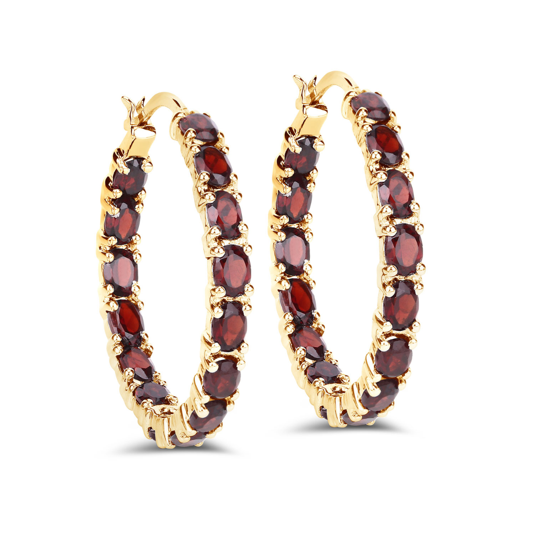 14K Sterling Silver Garnet Hoop Earrings for Women | Dainty Gemstone Jewelry Gift for Birthday, Anniversary & Everyday Wear