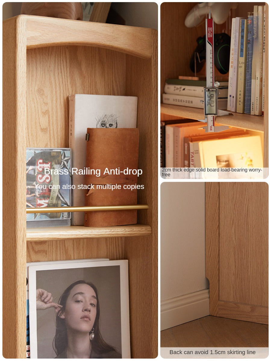 Modern Oak Solid Wood Bookcase for Study - Stylish & Durable Home Office Bookshelf - Perfect for Organizing Books, Decor & Office Supplies