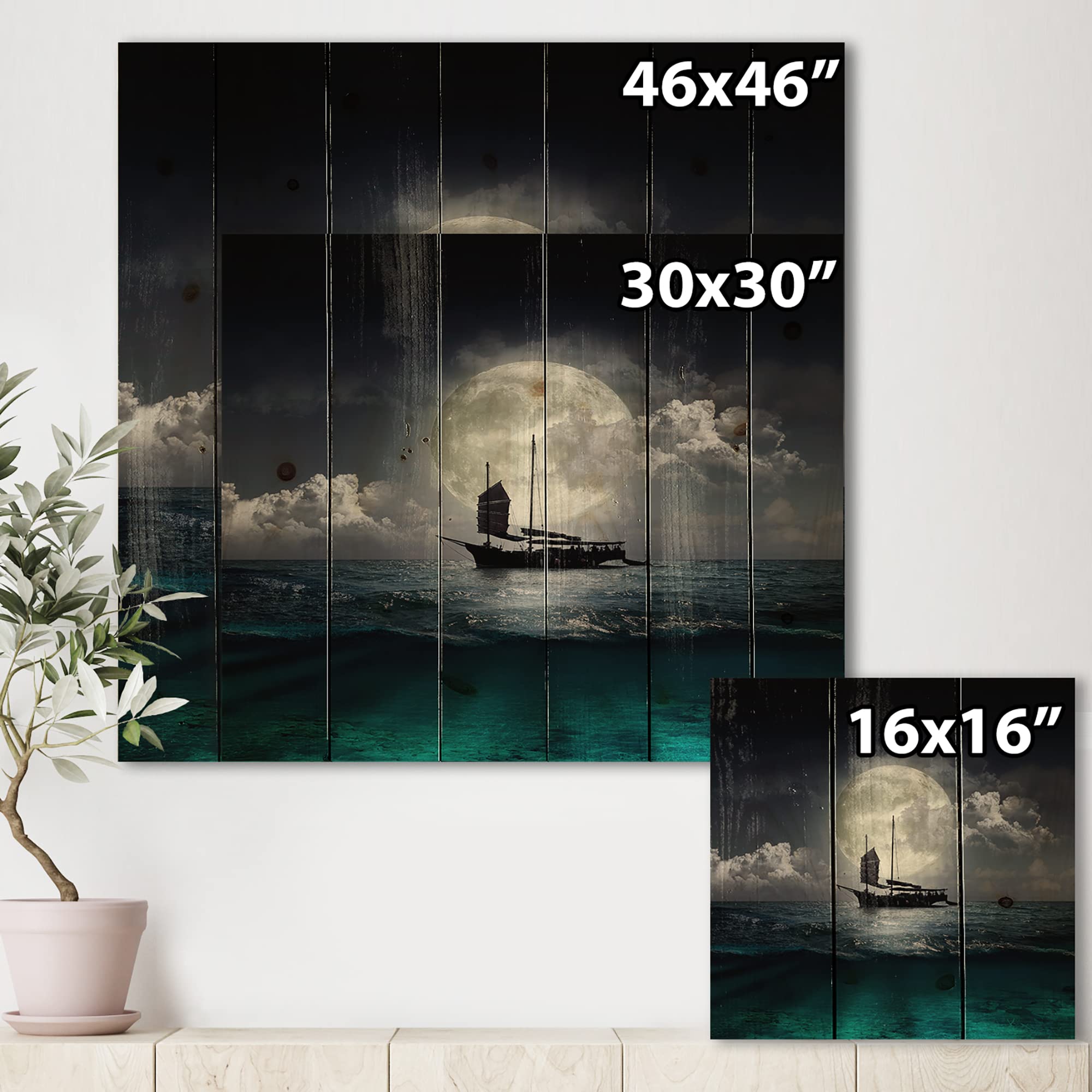 Fisher Boat Moon Lake Nautical Wood Wall Decor - Coastal Home & Office Art