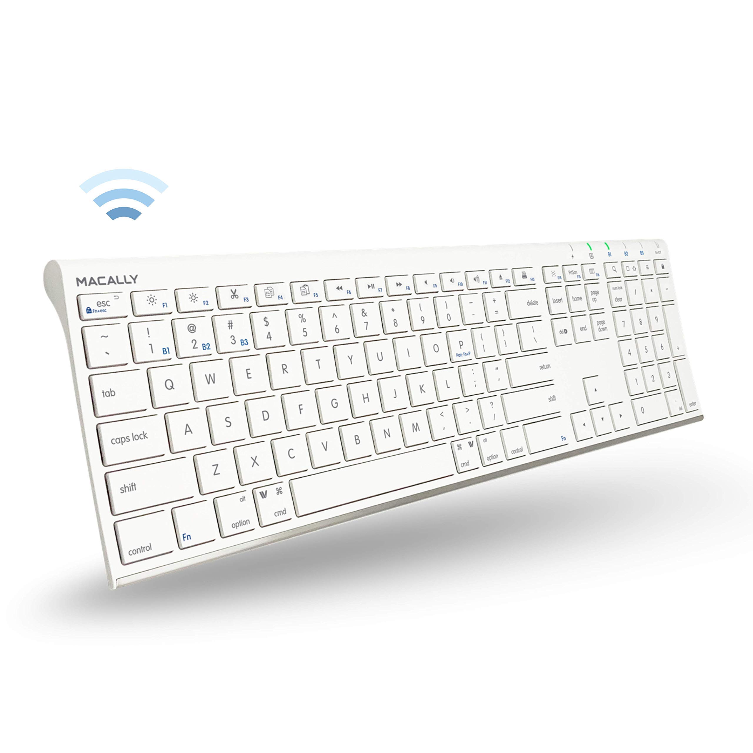 Macally Wireless Bluetooth Rechargeable Mouse and Keyboard Combo for Mac & PC - Slim Design, Long Battery Life | Perfect for Office, Home, and Travel Use