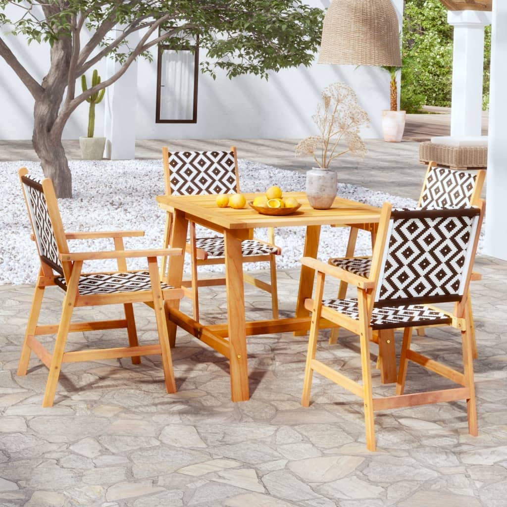 5-Piece Patio Dining Set - Solid Acacia Wood Outdoor Furniture for Garden, Backyard, and Poolside Dining