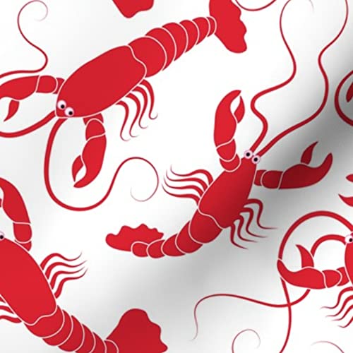 Lobster Ocean Seafood Printed Minky Fabric - Soft Plush Fat Quarter for Sewing Baby Blankets, Quilt Backing & DIY Crafts - Perfect for Nursery Decor, Coastal Themed Projects & Gift Making