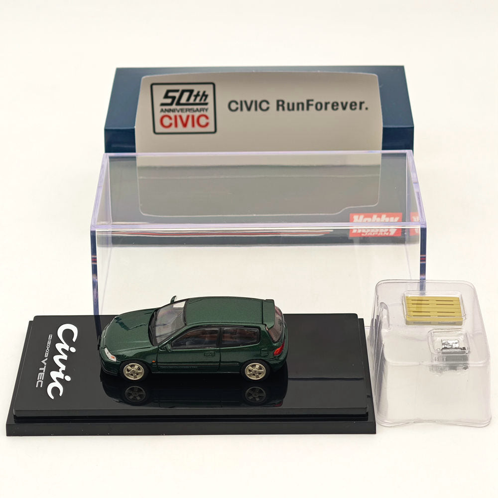 1/64 Honda CIVIC (EG6) Sir S Diecast Model Car with Engine Display - Lausanne Green | Hobby Japan HJ641017SG | Collectible Miniature Vehicle for Display, Gifts & Car Enthusiasts