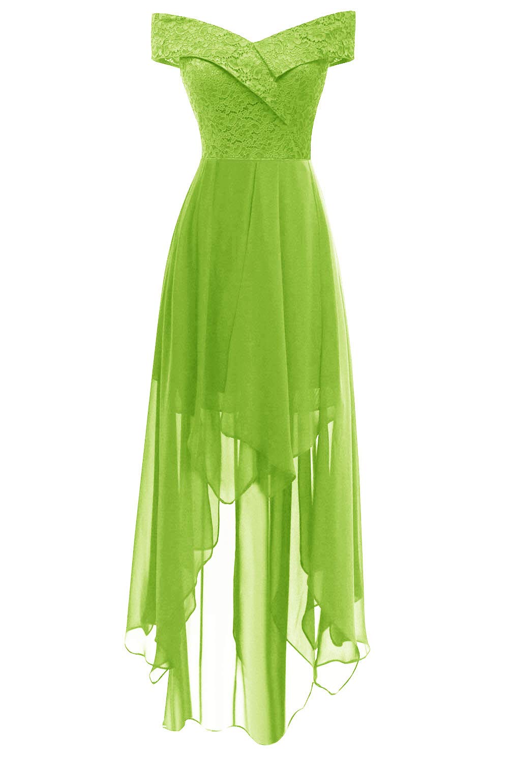 Elegant Chiffon Bridesmaid Dress - Long Formal Evening Gown with Lace High-Low Hem for Prom, Wedding Party & Special Occasions