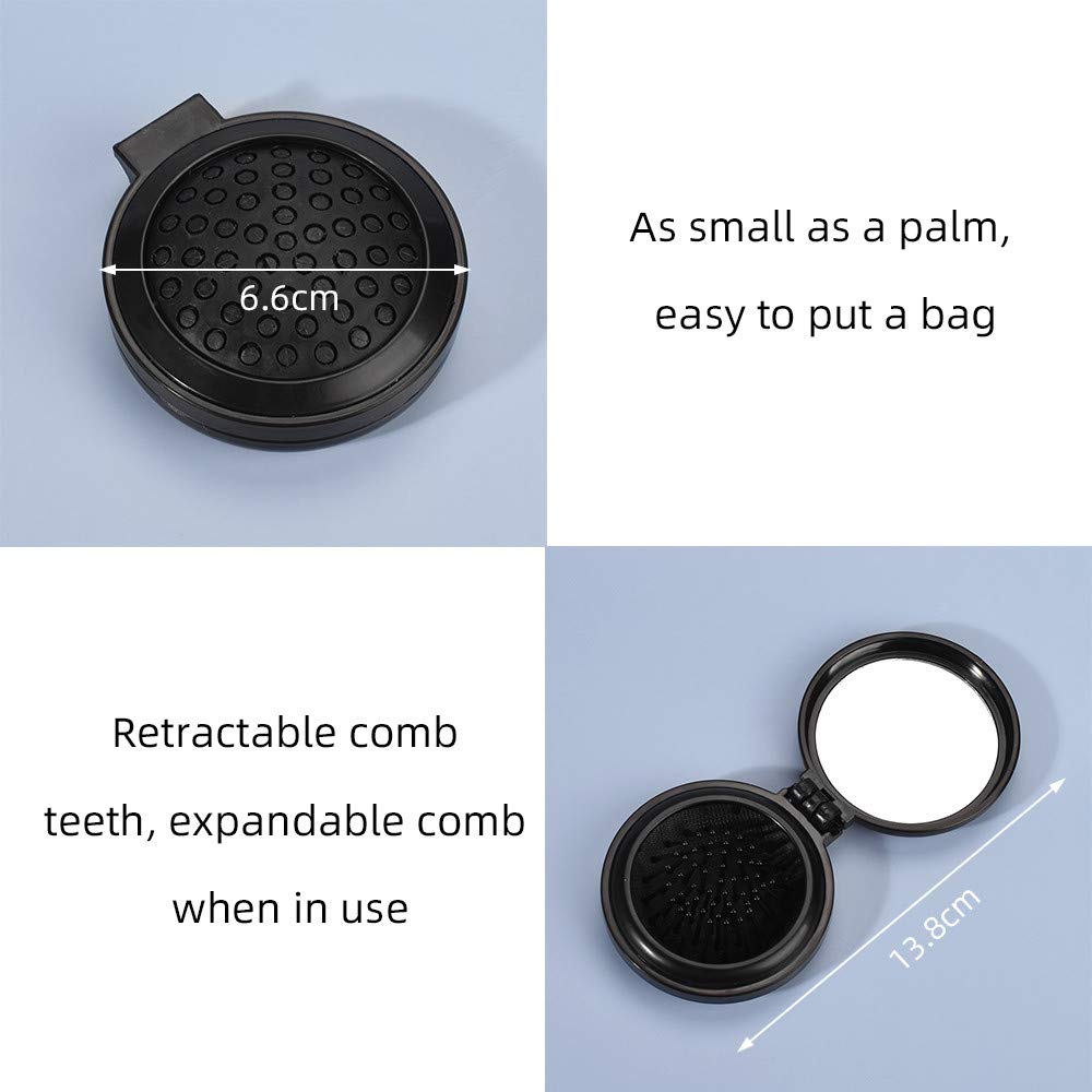 Portable Mini Folding Hair Brush with Mirror - Travel Size Pocket Comb for On-the-Go Styling, Perfect for Purse, Gym Bag & Travel Accessories