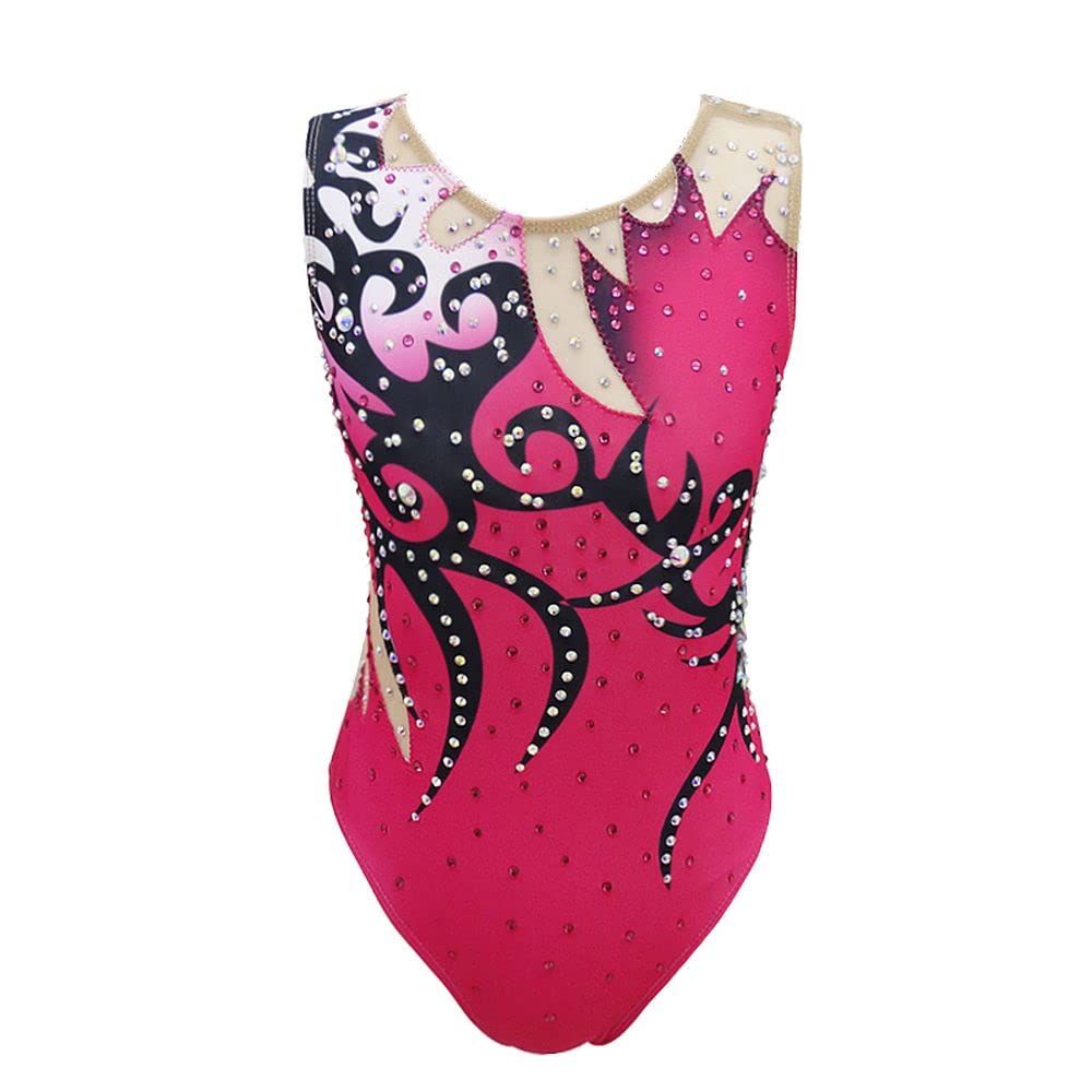 LIUHUO Kids Girls Synchronized Swimming Suits - Training & Competition Leotards with Hair Piece | Perfect for Swim Meets, Practice & Performances