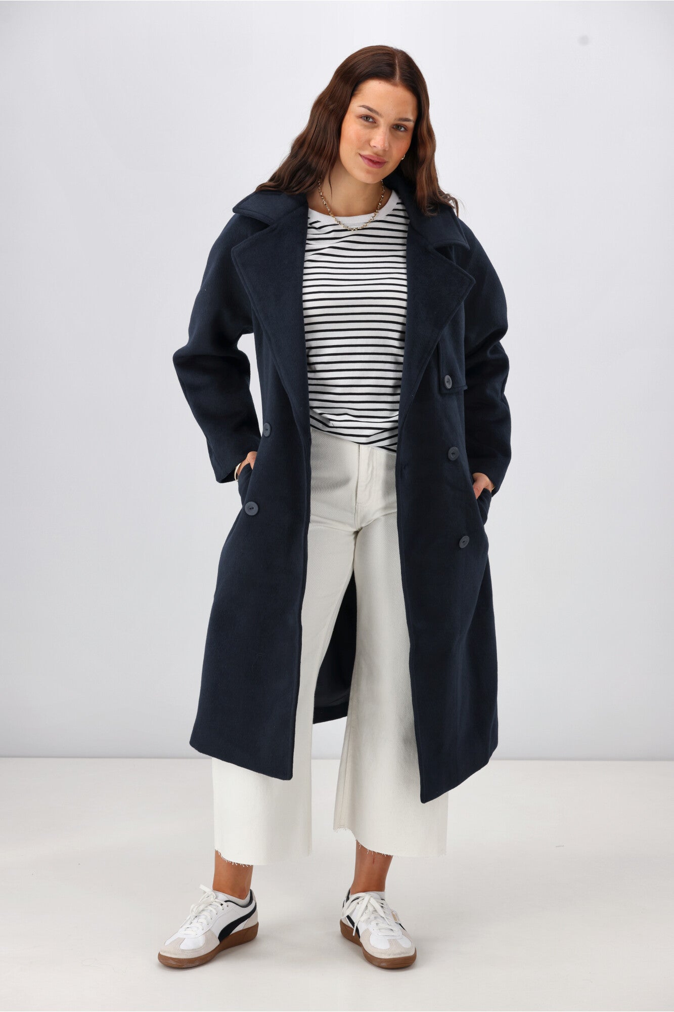 Elm Clemence Coat for Women - Dark Sapphire Blue Winter Trench Coat | Waterproof & Windproof Outerwear for Office, Travel & Casual Wear