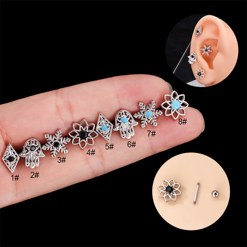 20G Hamsa Hand Tragus Helix Piercing Stud Earrings for Women - Gold & Silver Cartilage Hoop Earrings for Helix, Tragus, Conch - Perfect for Everyday Wear, Parties & Spiritual Protection Jewelry
