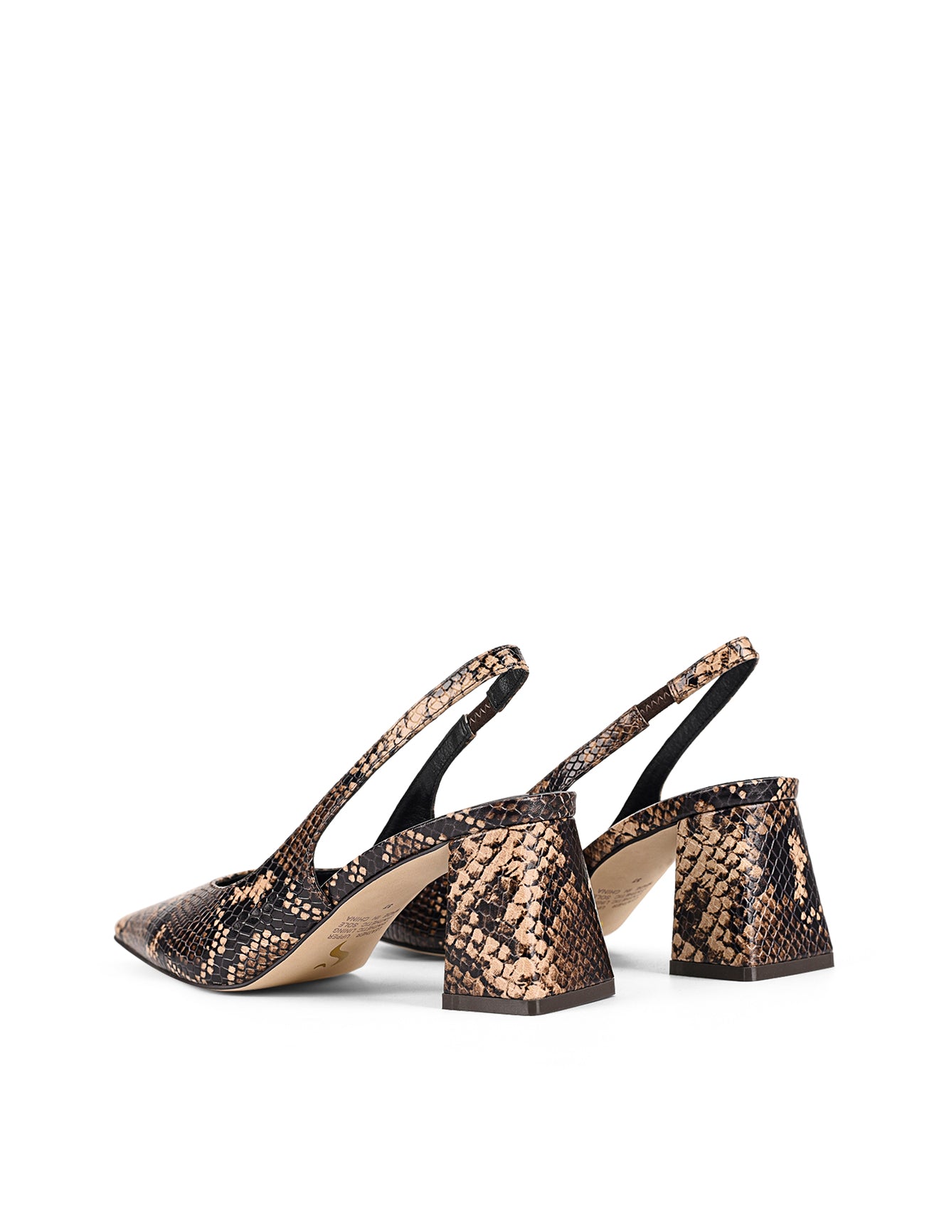 Yankee Slingback Block Heel Shoes - Brown Snake Leather Pumps for Women | Comfortable & Stylish for Office, Party & Date Night