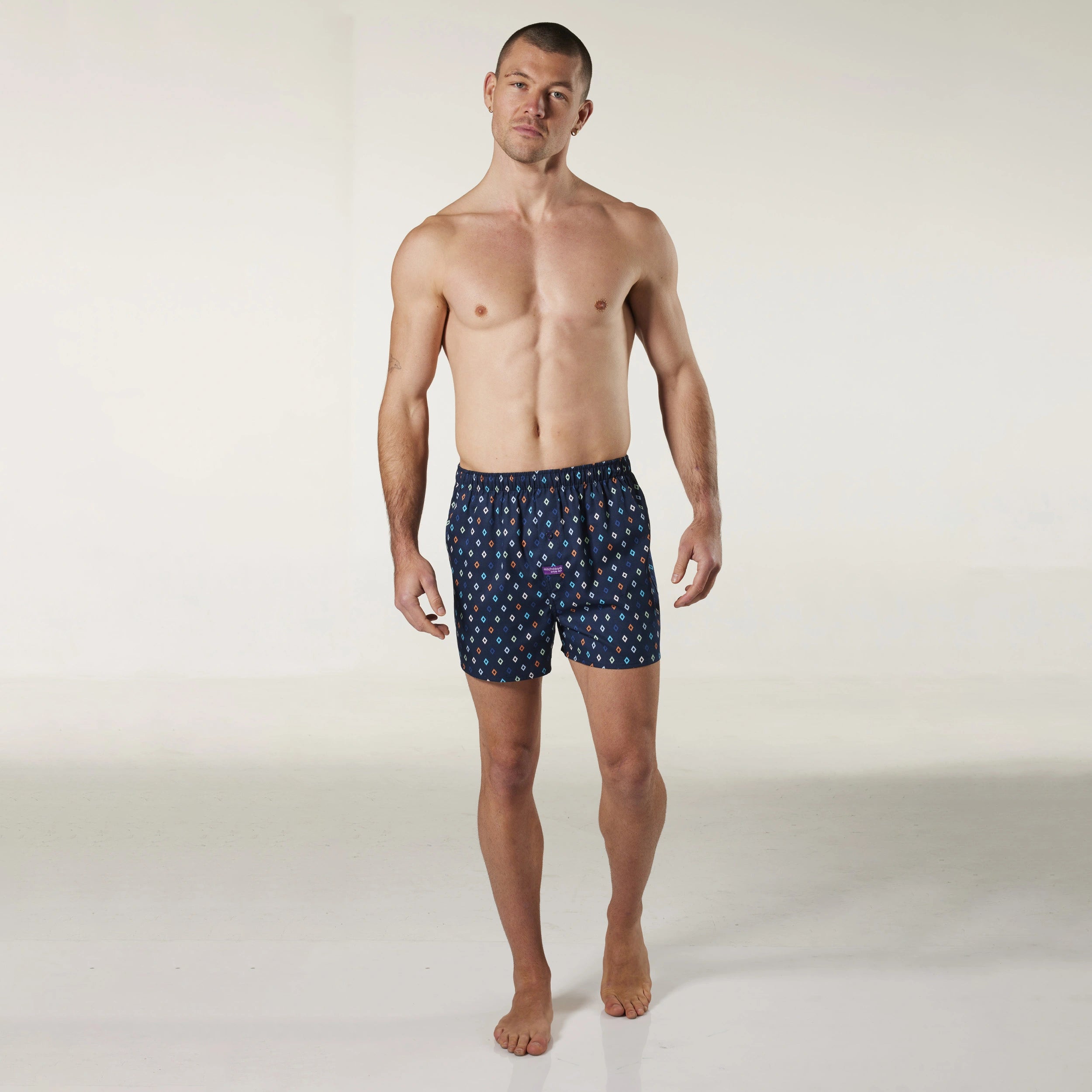 Premium Men's Diamond Blue Cotton Boxer Shorts 3-Pack - Soft Breathable Underwear for Daily Comfort & Sleep | Navy Blue Briefs for Workout, Lounge & Travel