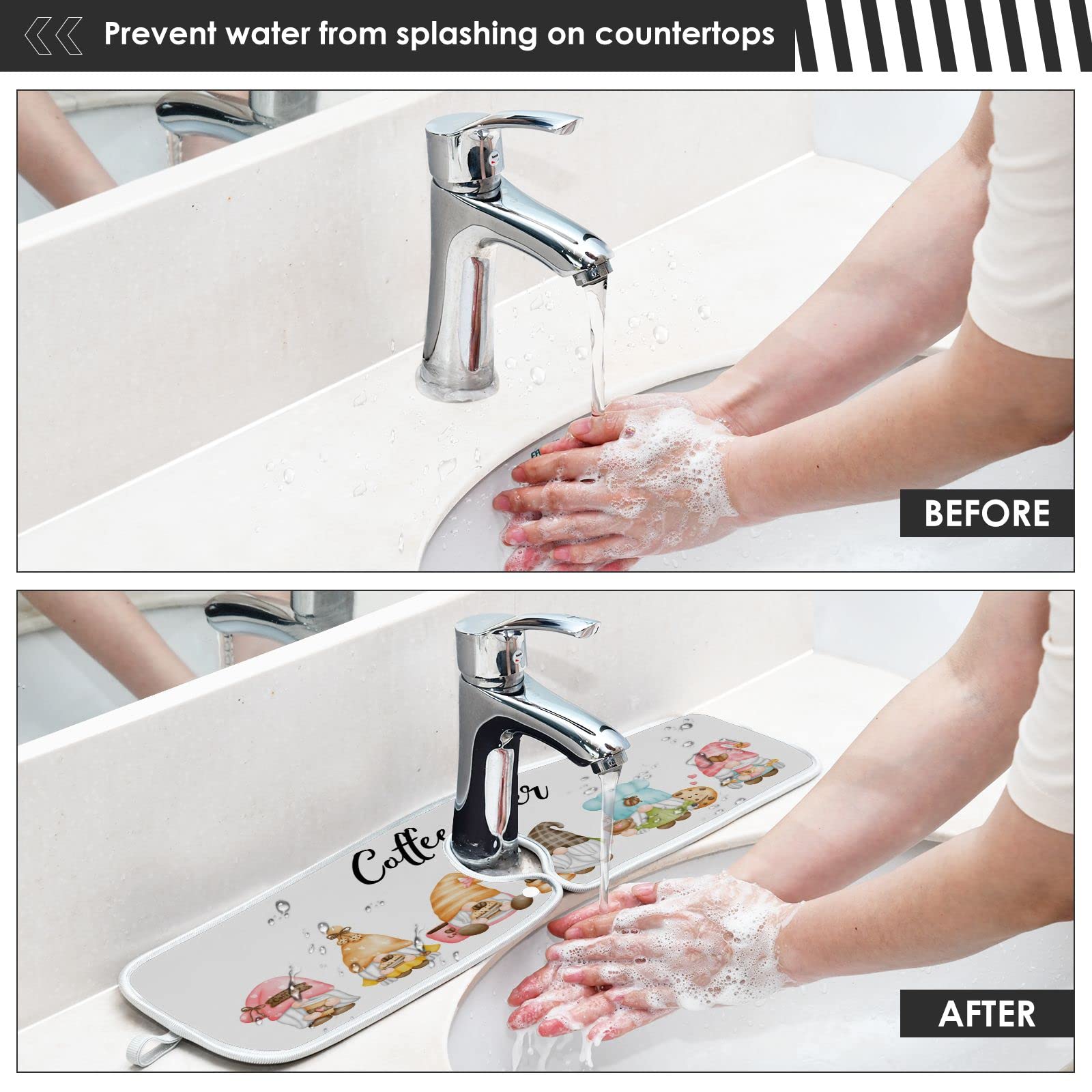 **Absorbent Sink Splash Guard Mat - Fast Drying Kitchen Faucet Drip Catcher, Non-Slip Countertop Pad for Coffee Lovers (2-Pack) - Perfect for Kitchen Sinks, Coffee Stations & Wet Areas**