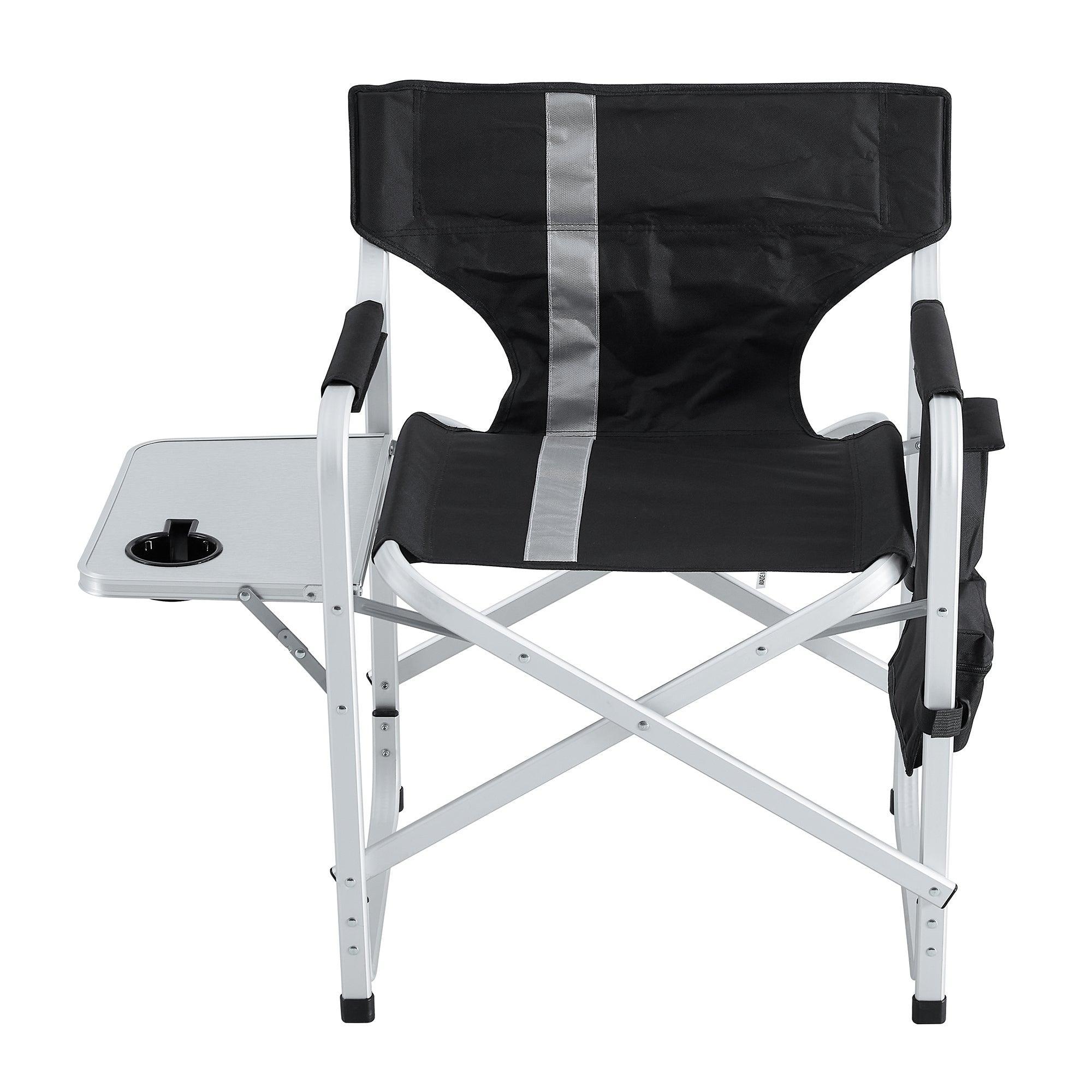 1 Piece Padded Folding Outdoor Chair with Side Table & Storage Pockets - Lightweight Oversized Directors Chair for Camping, Beach, Picnics & Indoor Use