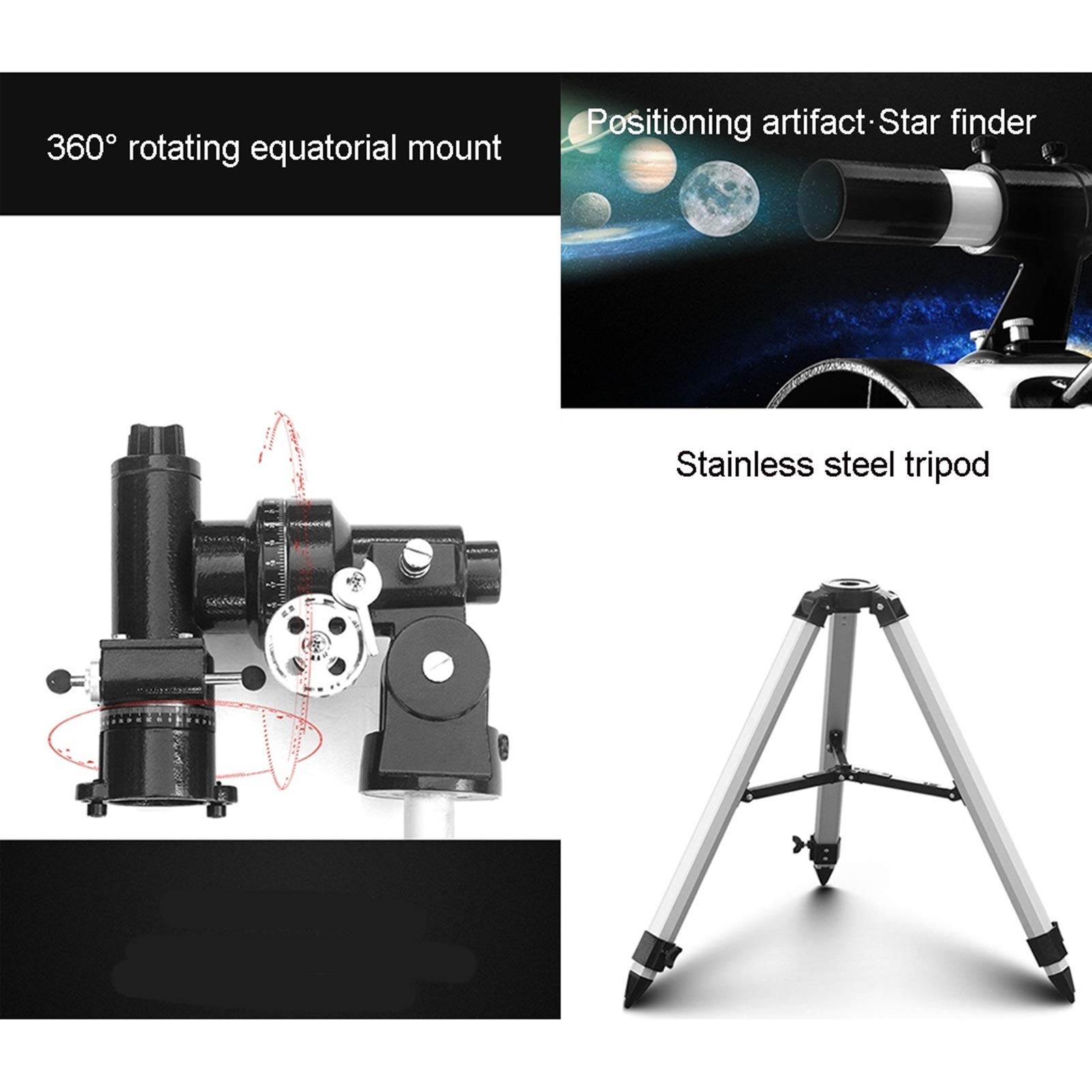 ZXNANA 70mm Aperture Reflecting Telescope with Tripod - Portable Astronomical Telescope for Beginners, Kids & Adults - Perfect for Stargazing, Moon Watching & Outdoor Exploration (Package 1)