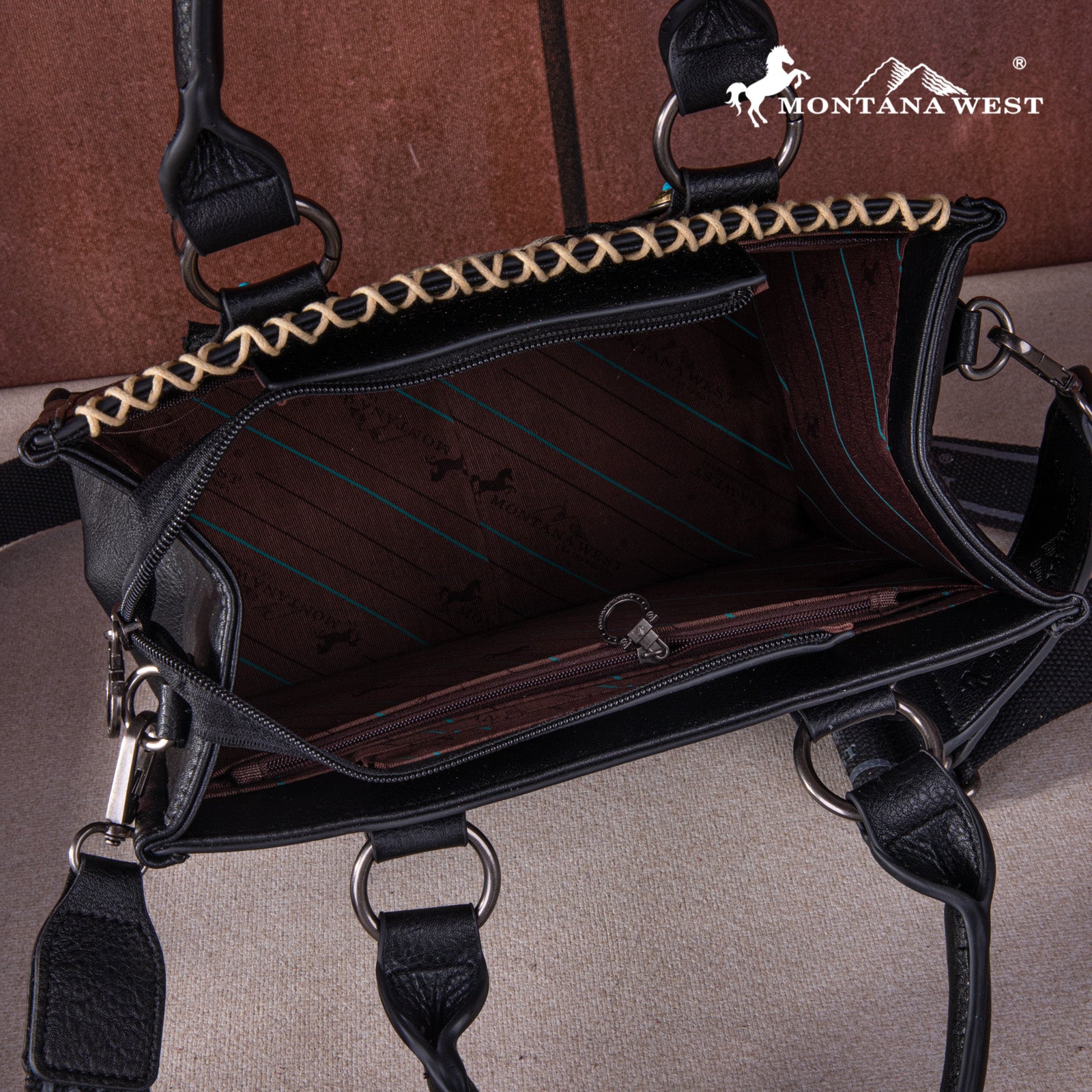 Montana West Whipstitch Feather Tote Bag - Stylish Women's Leather Handbag for Work, Travel & Everyday Use