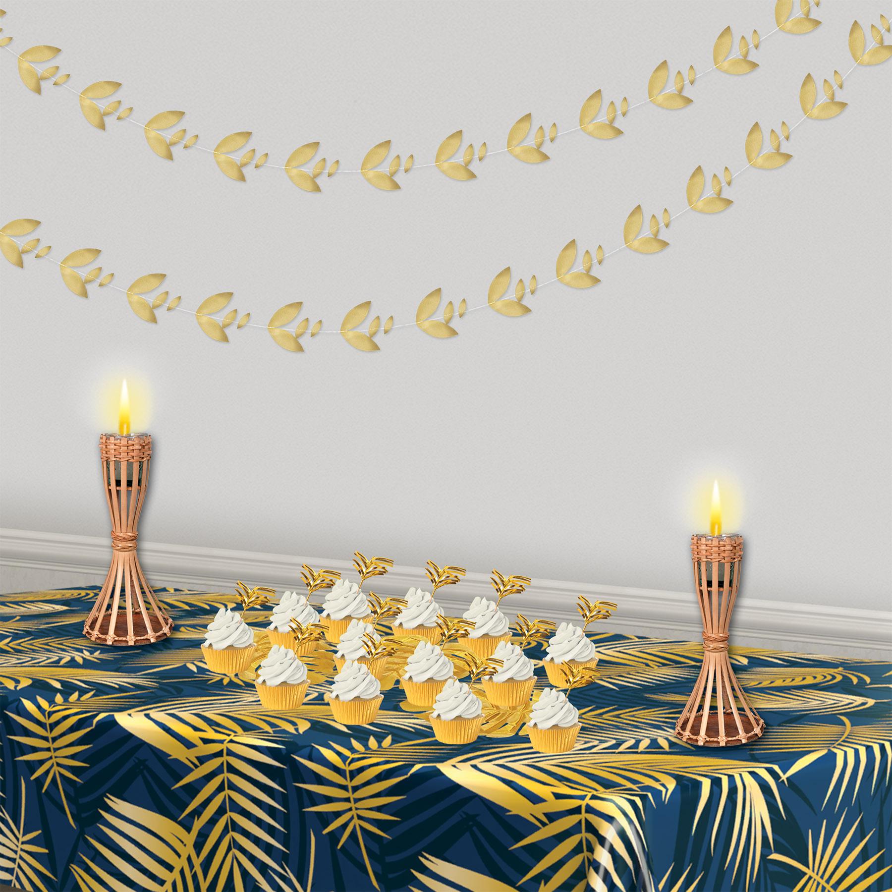 12 Pack Beistle Gold Foil Leaves Party Garland - Premium Metallic Decor for Birthday, Wedding, Baby Shower & Holiday Celebrations - Perfect for Wall, Table & Photo Backdrop Decorations