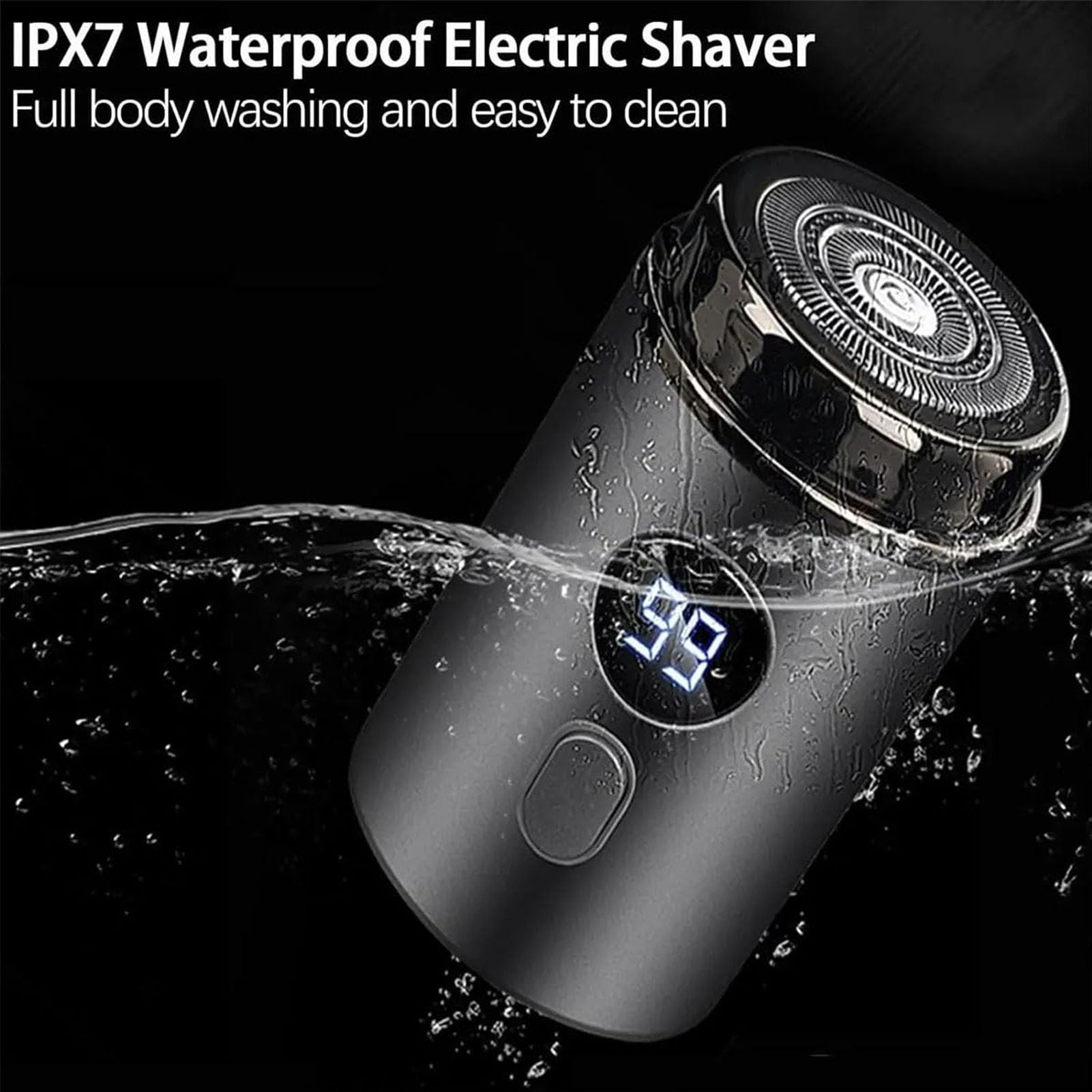 Doonai Mini Portable Electric Shaver for Men - Rechargeable Wet & Dry Waterproof Razor with Digital Display - Compact Pocket Size Travel Shaver - Perfect for Home, Office & Gym Use (Blue)
