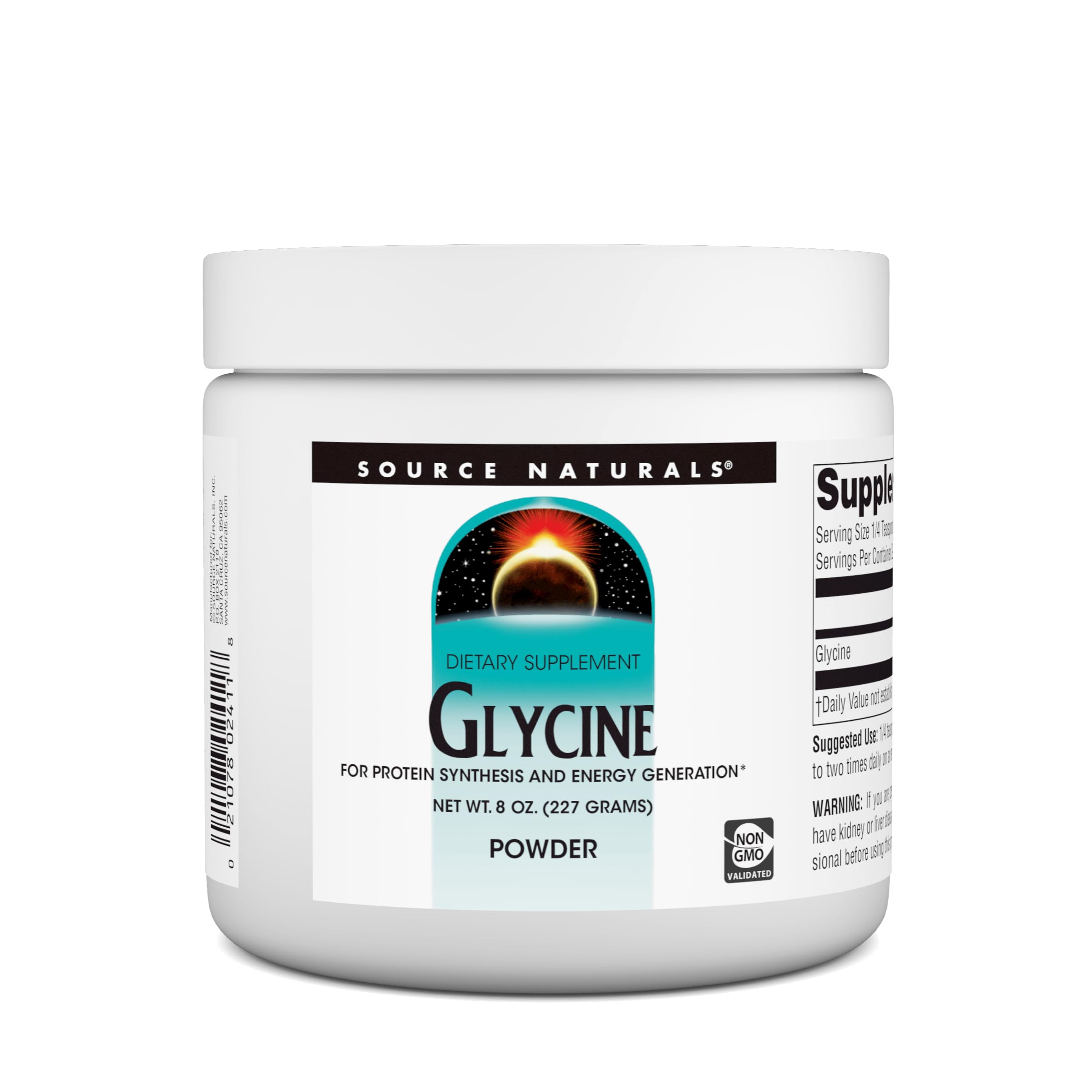 Source Naturals Glycine Powder - 454g (8 oz) for Protein Synthesis, Energy Boost & Muscle Recovery | Supports Sleep, Cognitive Function & Metabolism - Ideal for Athletes, Fitness Enthusiasts & Health-Conscious Individuals