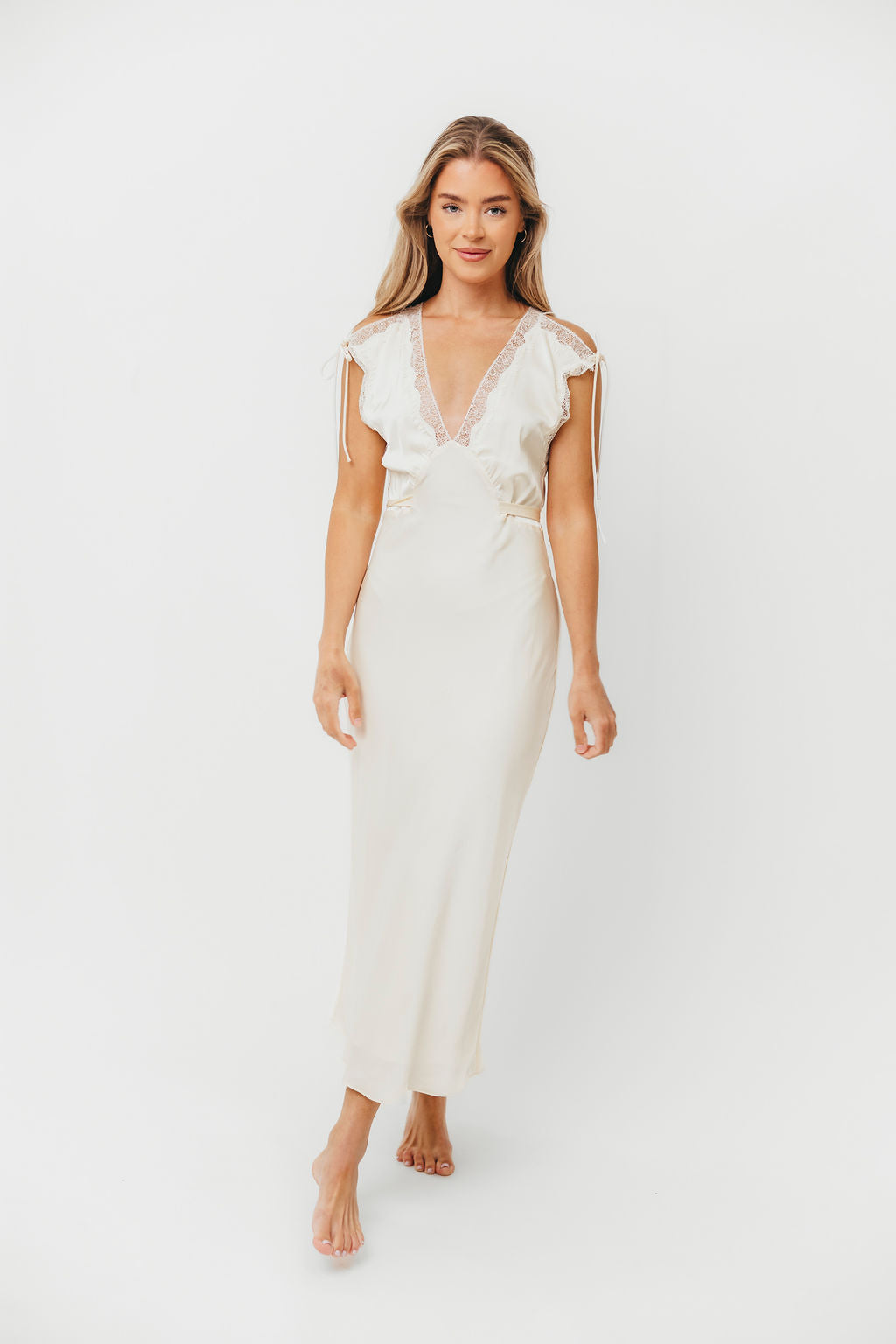 Monarch Midi Dress in Cream | Flowy Summer Dress for Women | Perfect for Beach Vacations, Date Nights & Brunch Outings