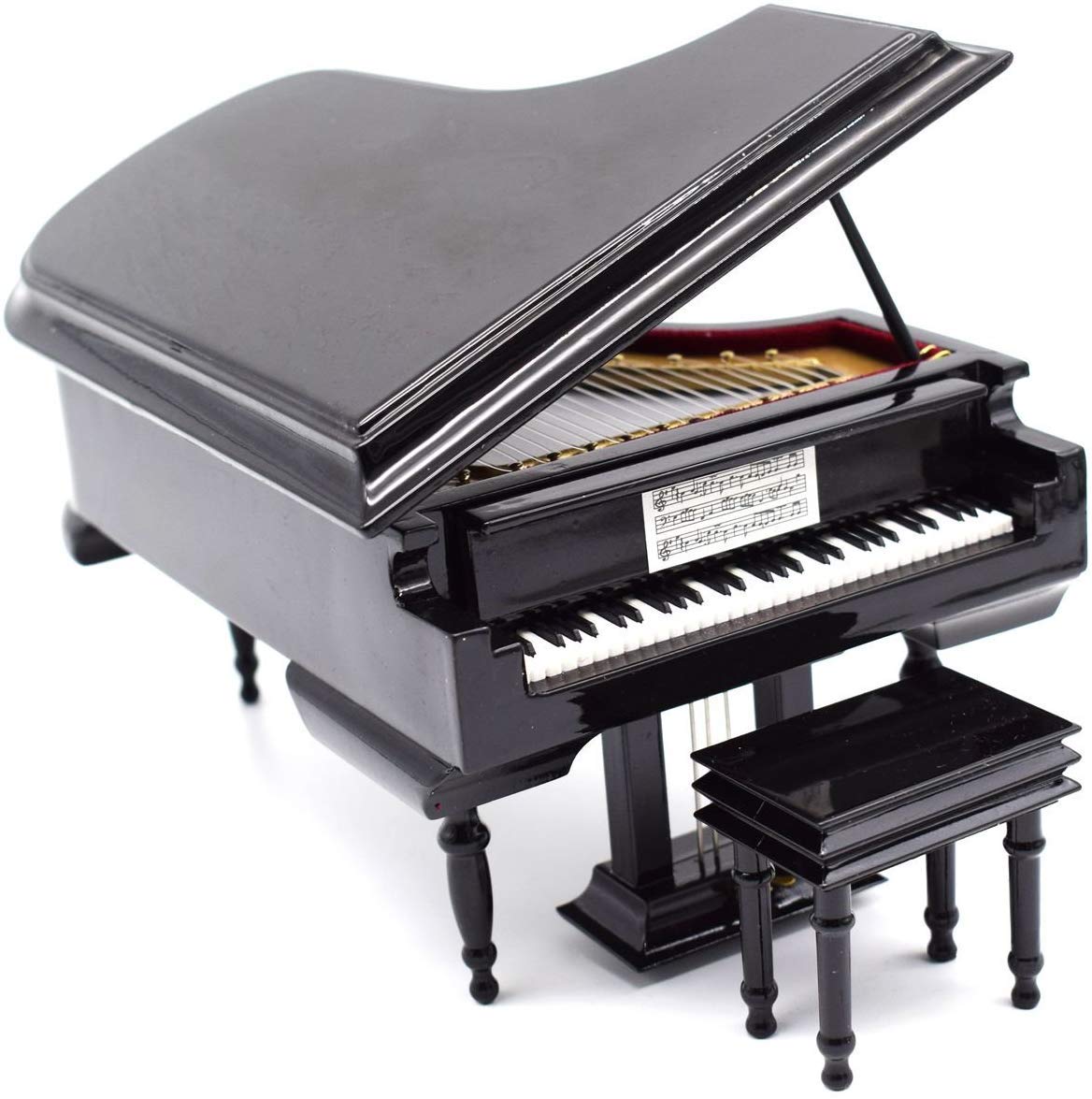 Elegant Piano Music Box with Bench & Black Case - Perfect Christmas, Birthday & Valentine's Day Gift - Plays Canon in D Melody - Ideal for Home Decor, Wedding Favors & Romantic Surprises