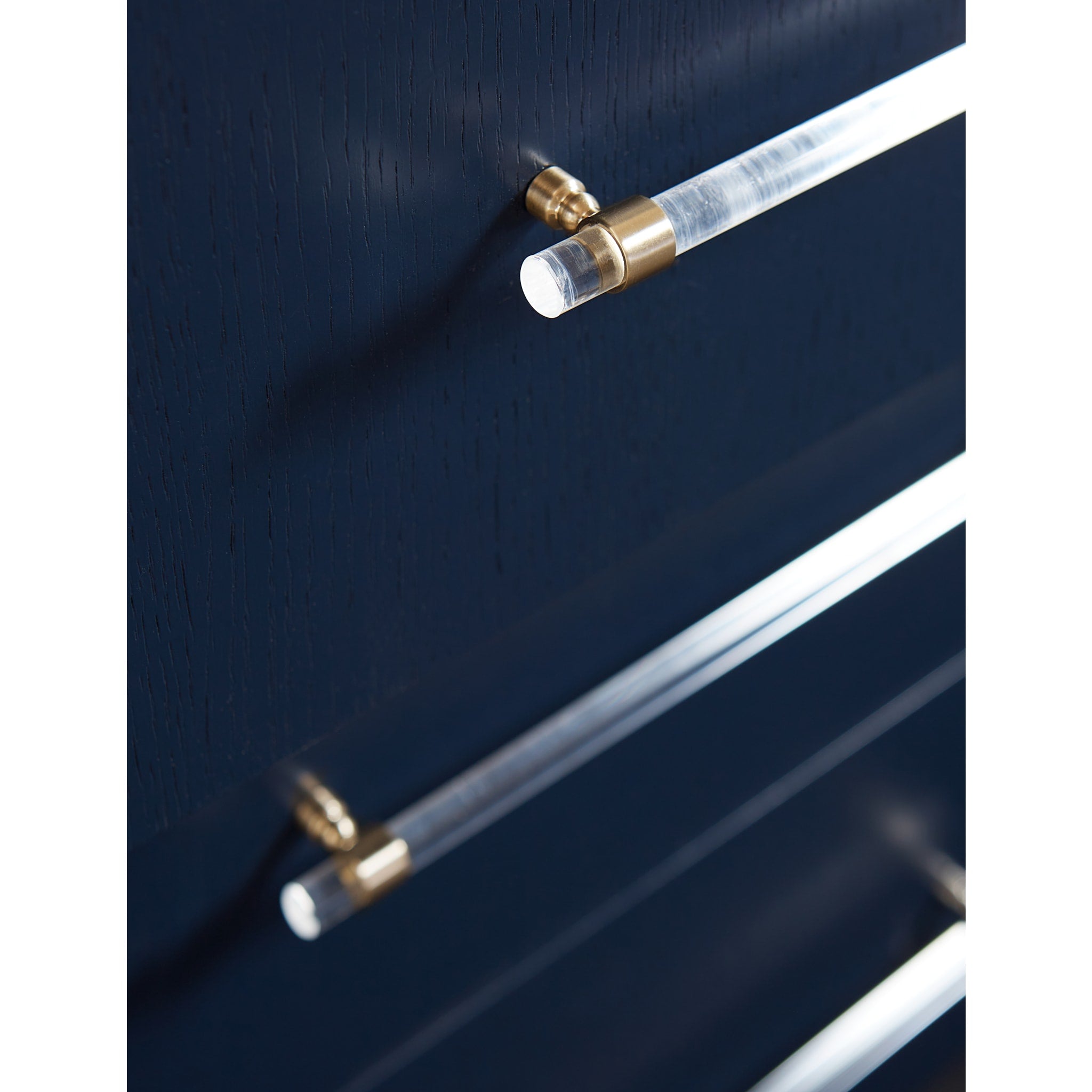 Argento Navy Blue and Burnished Brass 5-Drawer Dresser - Modern Bedroom Storage Chest with Soft-Close Drawers (Ideal for Master Bedroom, Guest Room or Dorm Organization)