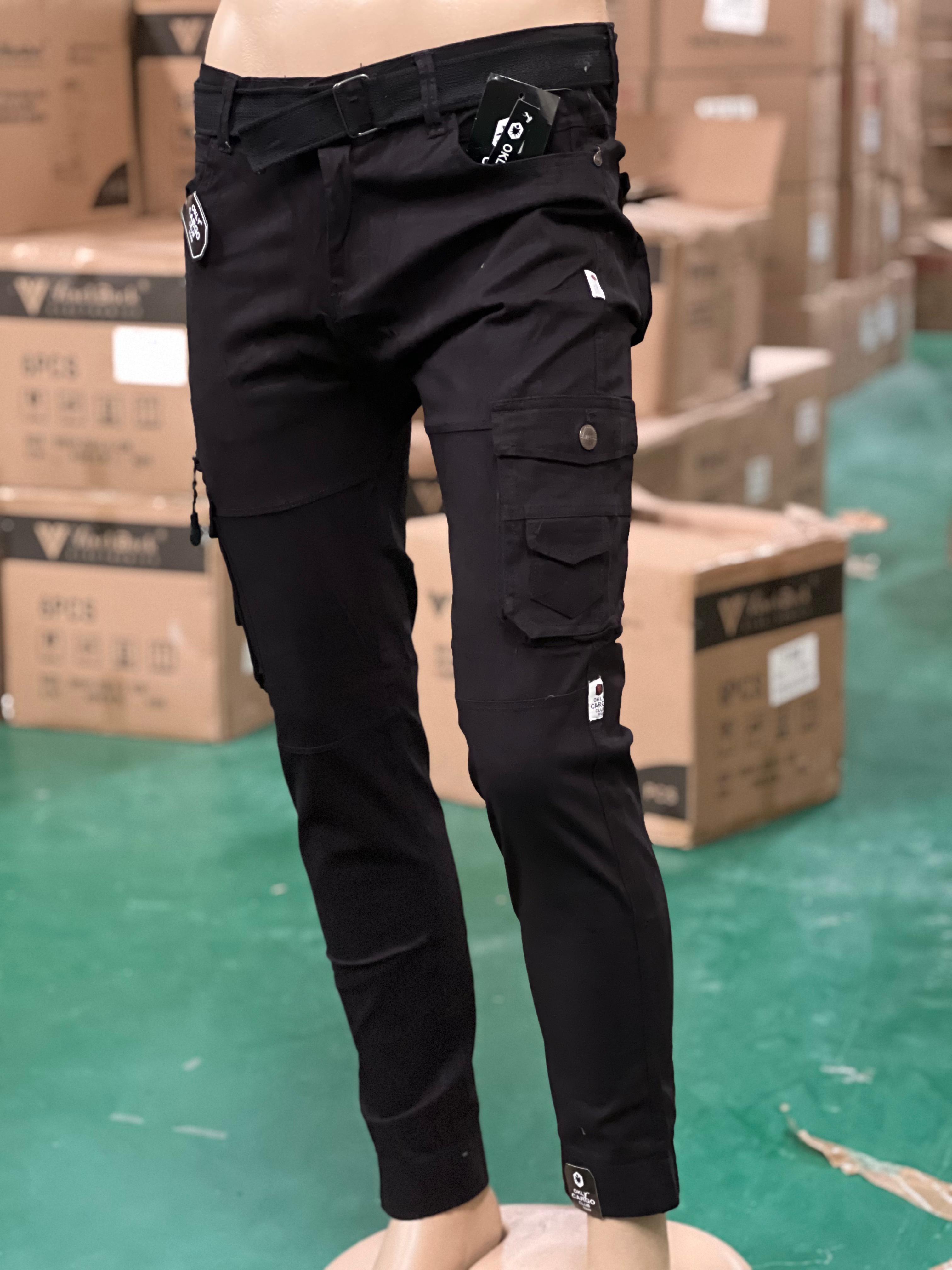 Men's Khaki Cargo Pants with Multiple Pockets - Comfortable & Durable Tactical Work Pants for Outdoor, Hiking, and Casual Wear
