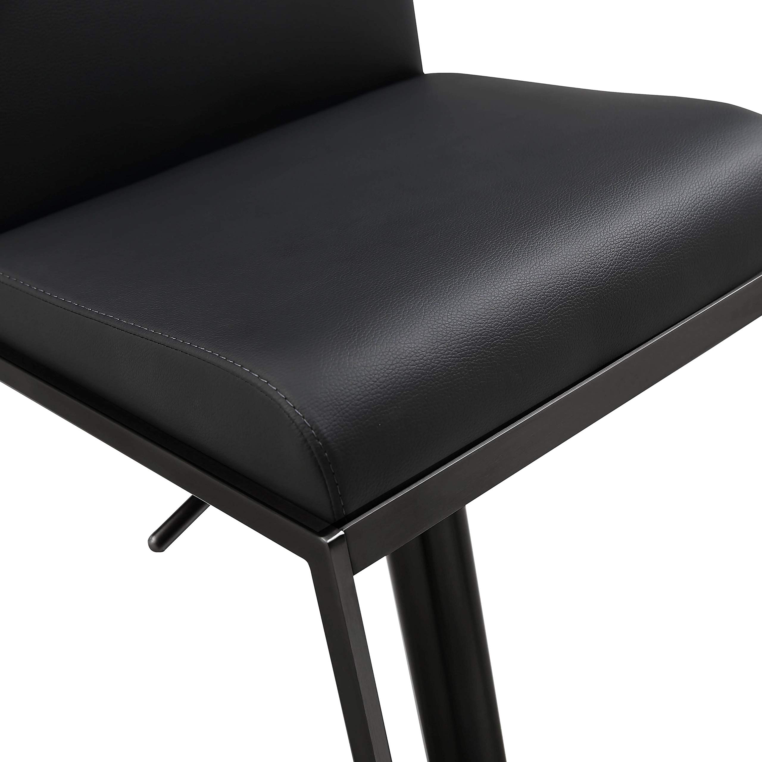 TOV Furniture Amalfi Modern Upholstered Adjustable Swivel Bar Stool - 16.5 Inch Kitchen Counter Height Stool with Padded Seat - Black Barstools for Home, Kitchen Island & Breakfast Nook