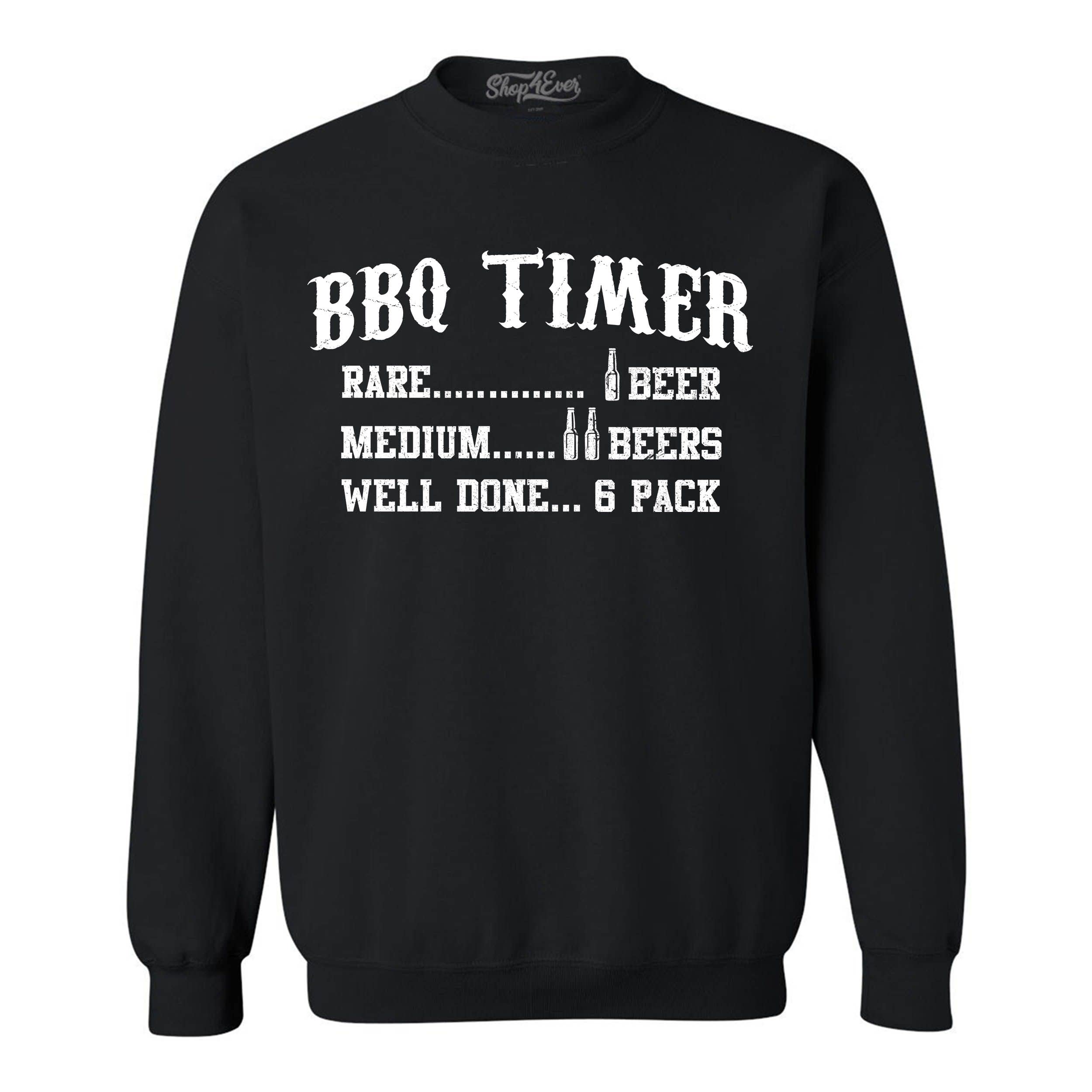 Funny BBQ Timer Drinking Crewneck Sweatshirt - Grill Master Gift for Men & Women - Perfect for Backyard BBQs, Tailgating & Beer Parties