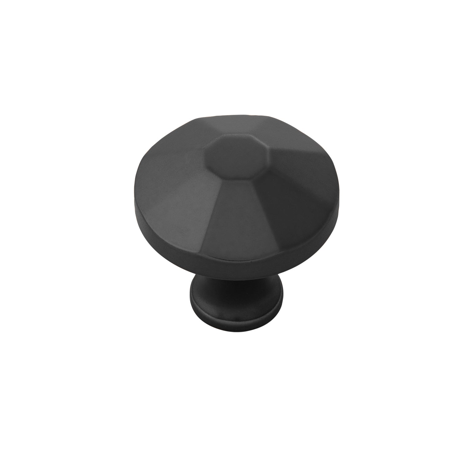 1-3/8 Inch Matte Black Cabinet Knob - Facette Style for Drawers & Cabinets - Perfect for Kitchen, Bathroom & Furniture Upgrades