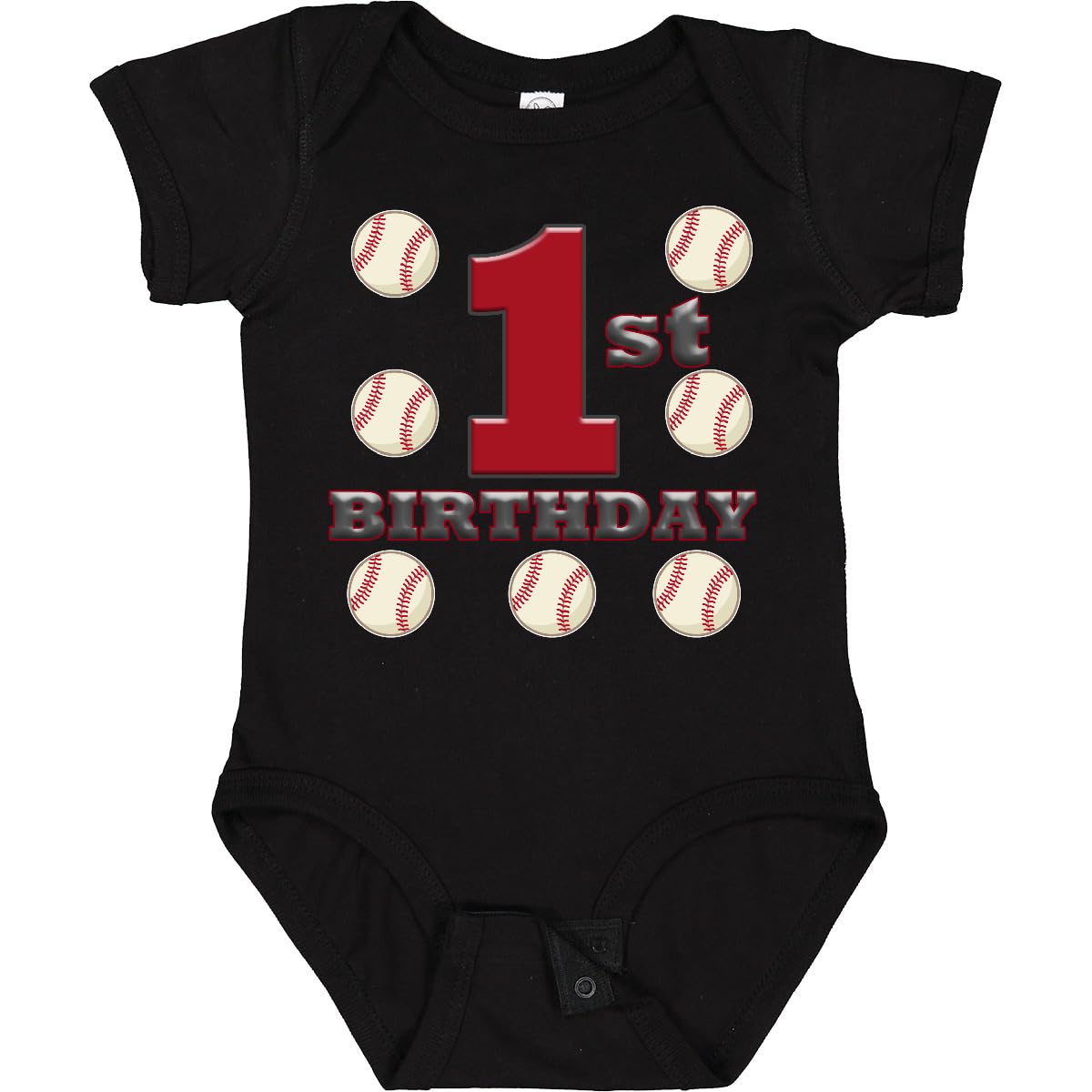 Inktastic First Birthday Baseball Baby Bodysuit - Cute 1st Birthday Outfit for Boys & Girls - Soft Cotton Baseball Theme Onesie for Baby's Special Day - Perfect for Birthday Photos, Parties & Celebrations