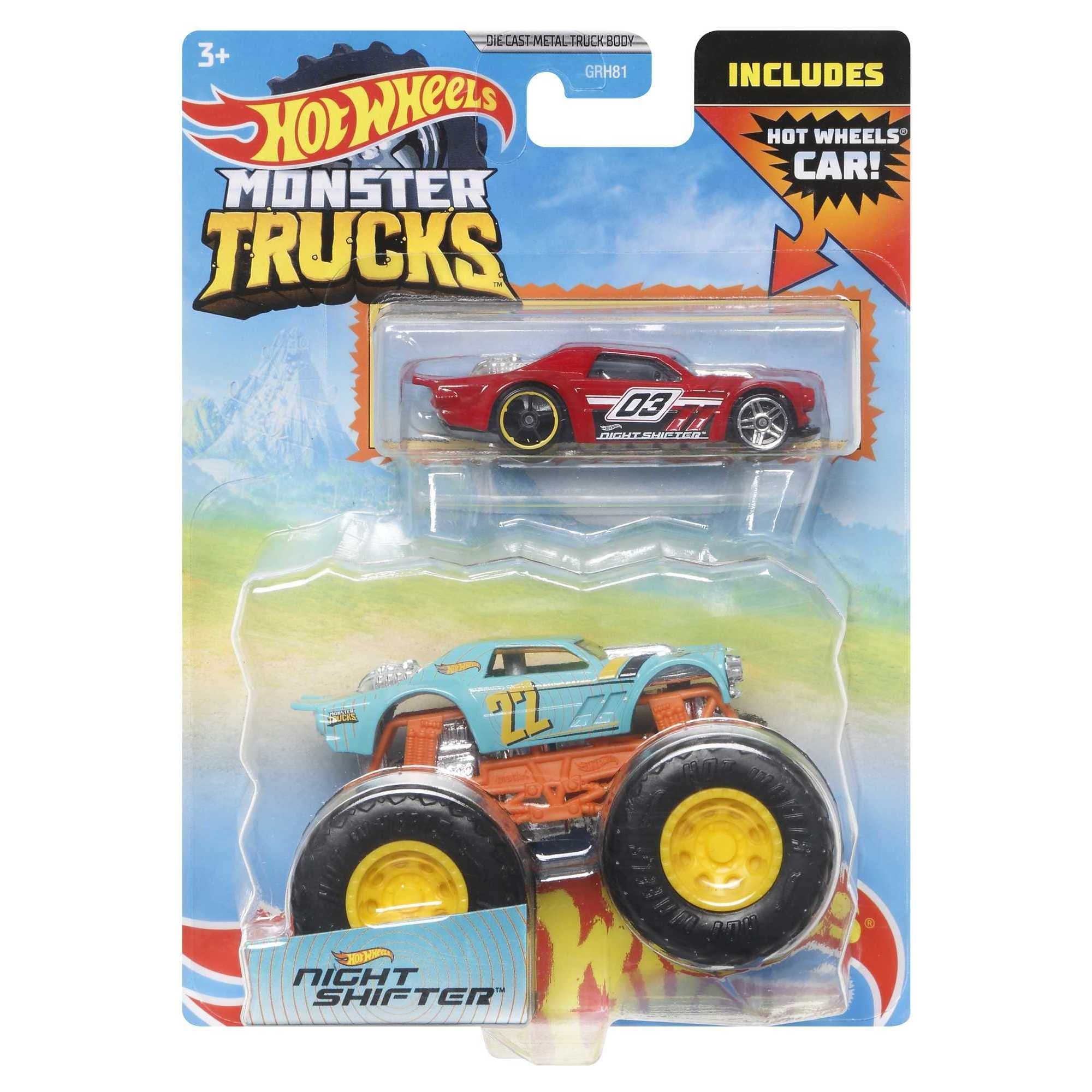 Hot Wheels Monster Trucks Night Shifter with Bonus Car - 2021 Diecast 1:64 Scale Collectible Toy for Kids & Adults - Perfect for Playtime, Display & Gift Giving