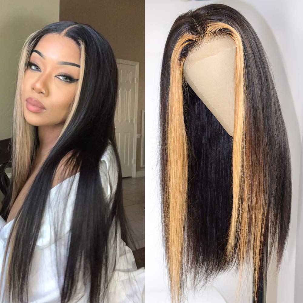 Brazilian Virgin Human Hair Lace Wigs for Black Women - 180% Density Natural Color 18 Inch 4X4 Highlight Wig | Perfect for Daily Wear, Special Occasions & Protective Styling