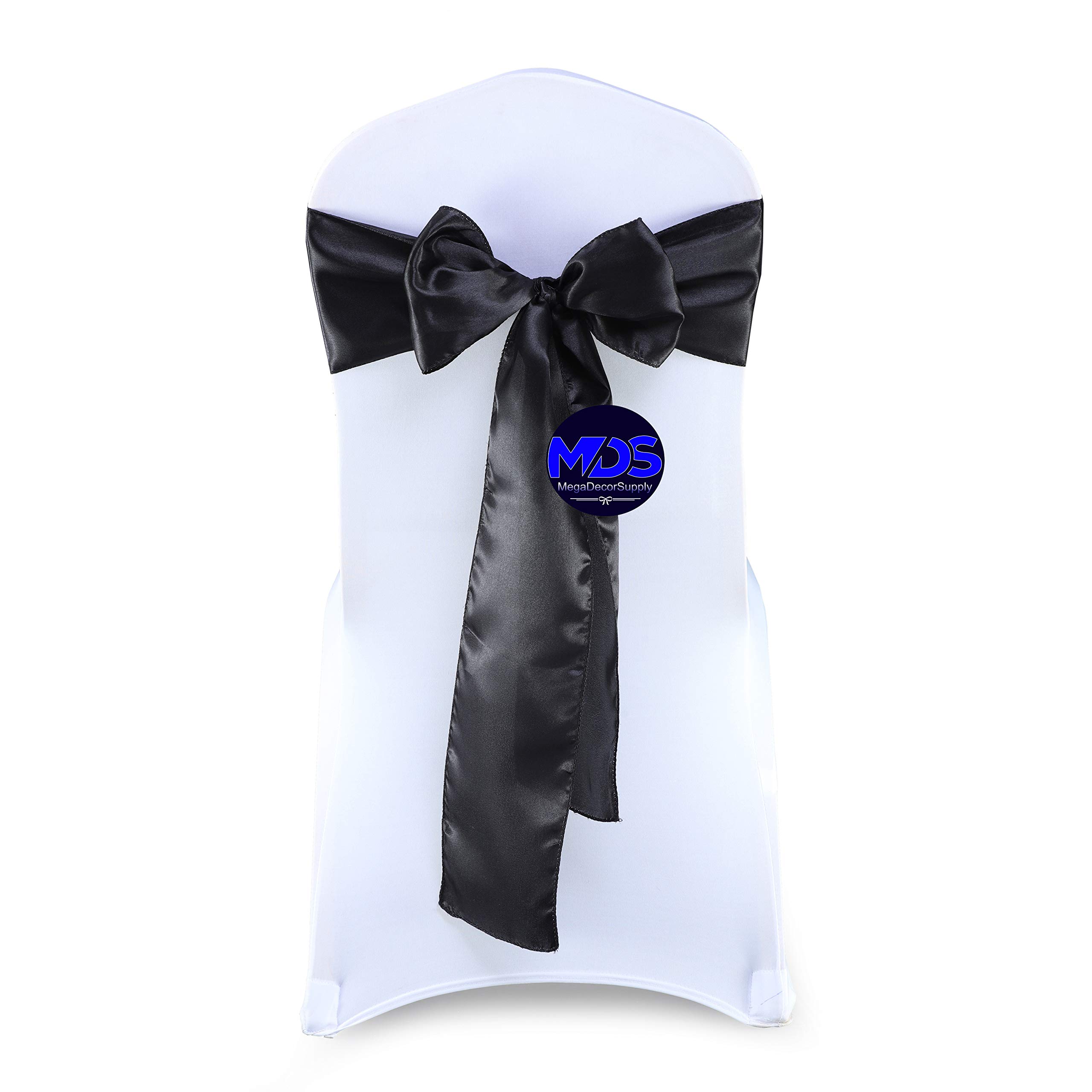 250 Pack Black Satin Chair Sashes for Wedding, Party & Event Decorations - Elegant Bow Sashes for Chair Covers, Table Settings & Special Occasions