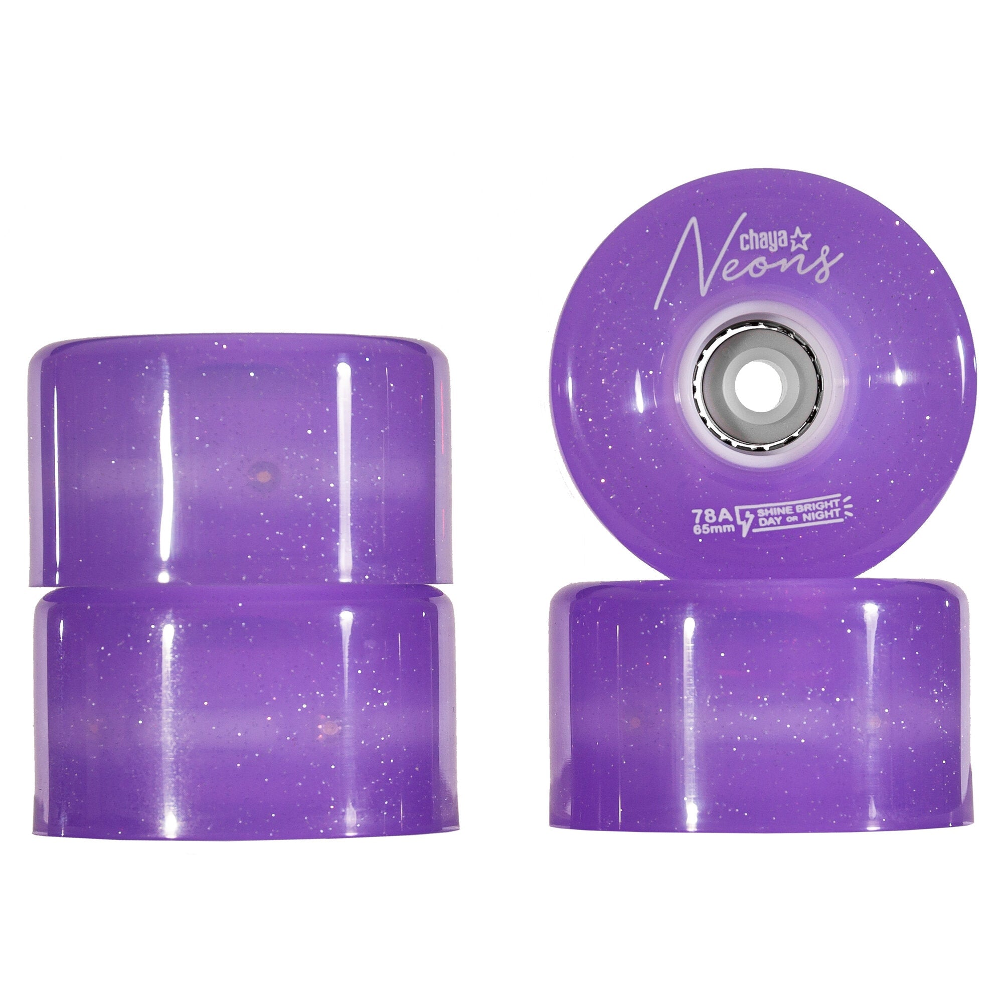 Chaya Neons LED Outdoor Wheels 65mm 78a 4 Pack - Glow in The Dark Skateboard Wheels for Night Skating, Longboard & Roller Skates - Perfect for Outdoor Cruising, Street Skating & Nighttime Safety