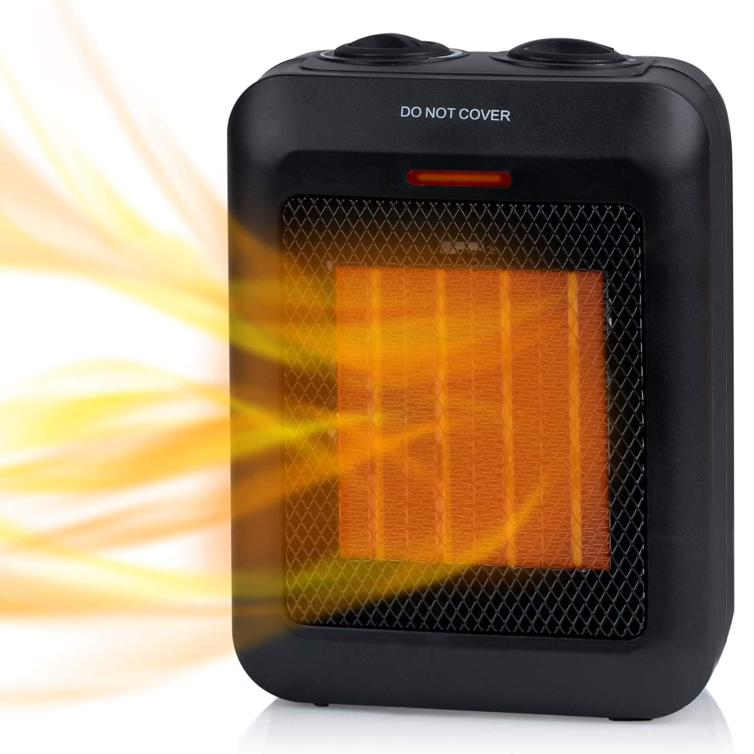 1500W/750W Portable Ceramic Space Heater with Tip-Over & Overheat Protection - Fast Heating for 200 Sq Ft - Quiet & Safe for Home, Office, Bedroom - Perfect for Winter Indoor Use & Small Spaces (Black)