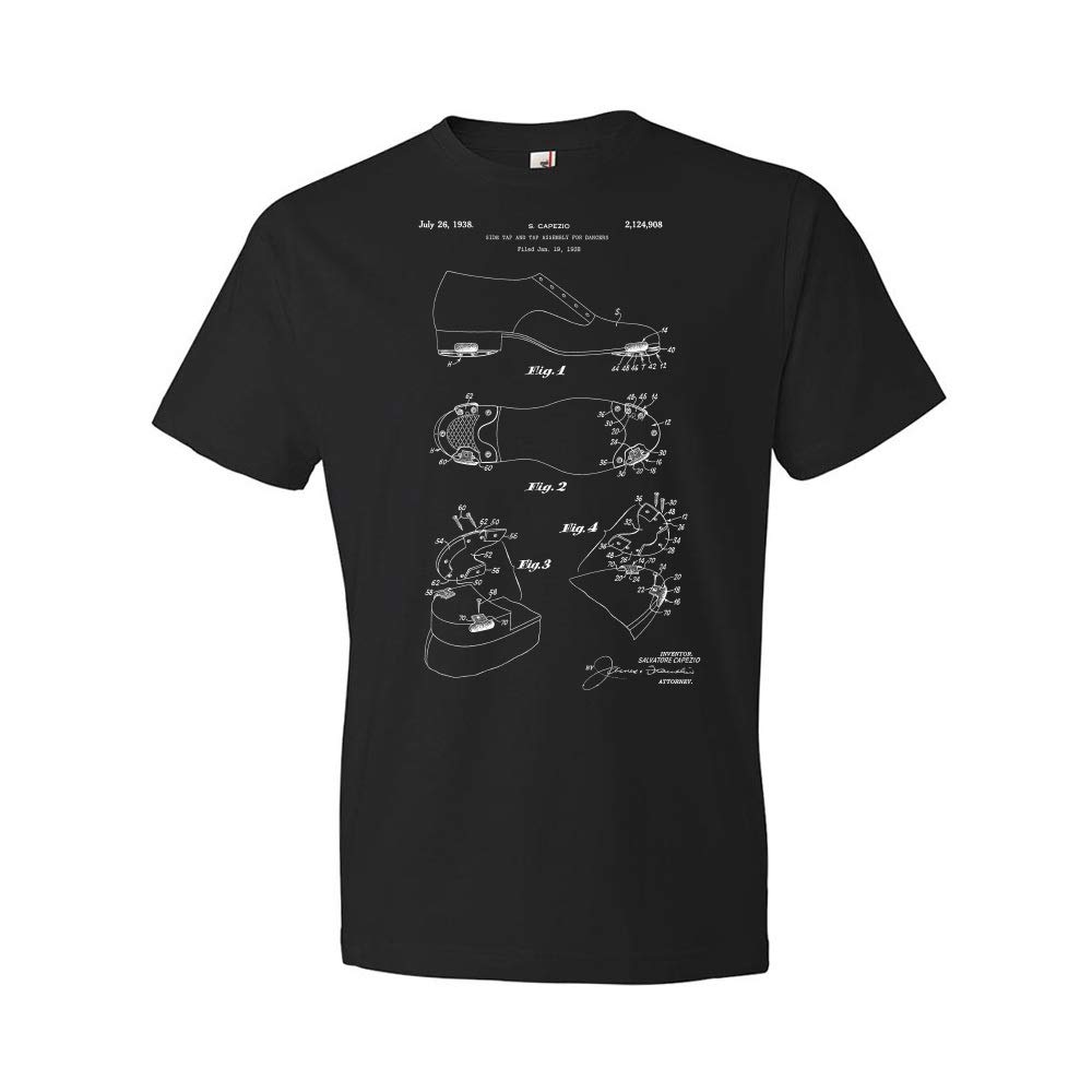 Tap Dance Shoe Patent Graphic T-Shirt - Funny Dance Teacher & Parent Gifts for Women & Men - Perfect for Dance Recitals, Competitions and Dance Studio Apparel