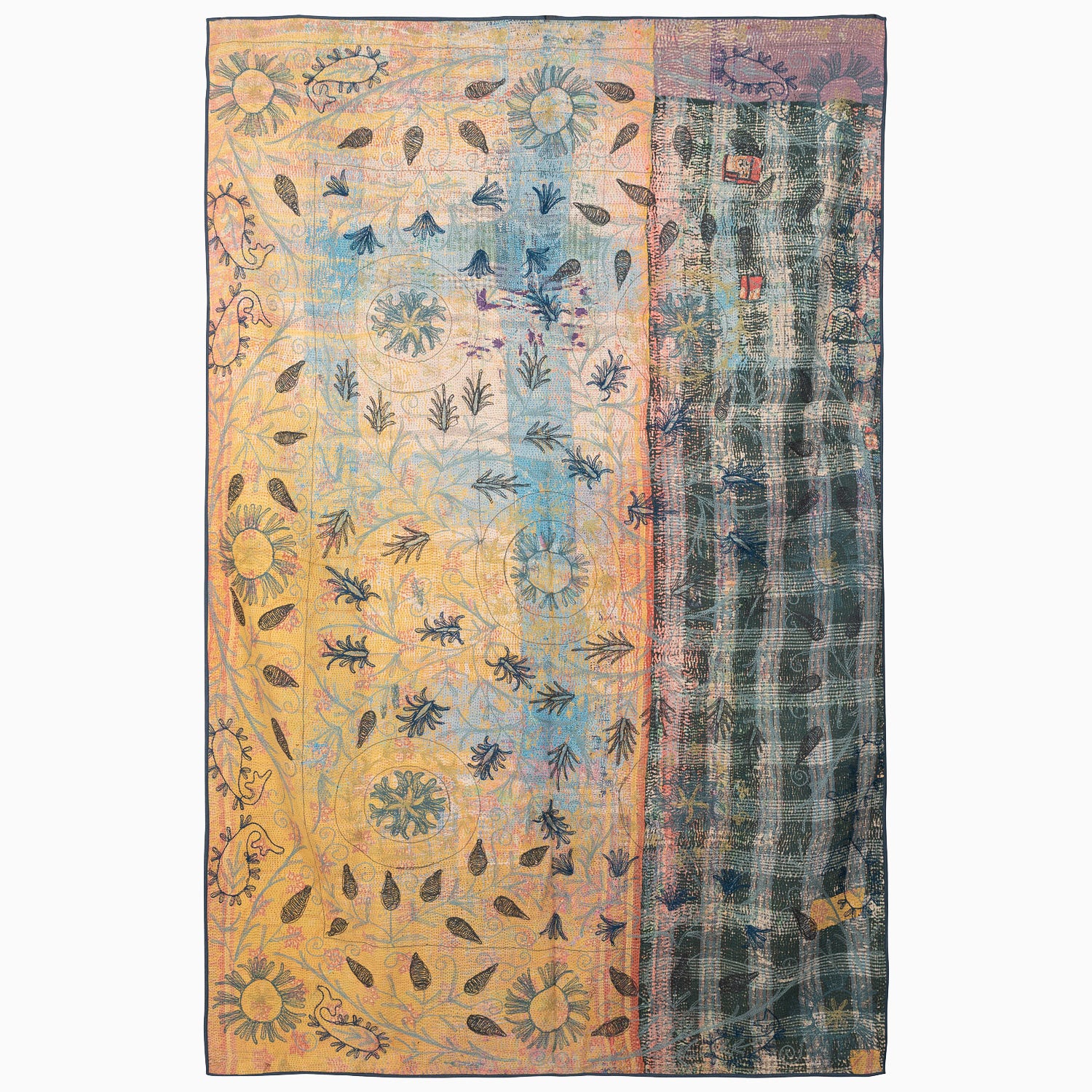Handmade Suzani Embroidered Cotton Throw Blanket - Lightweight & Breathable for Sofa, Bed, or Outdoor Picnic