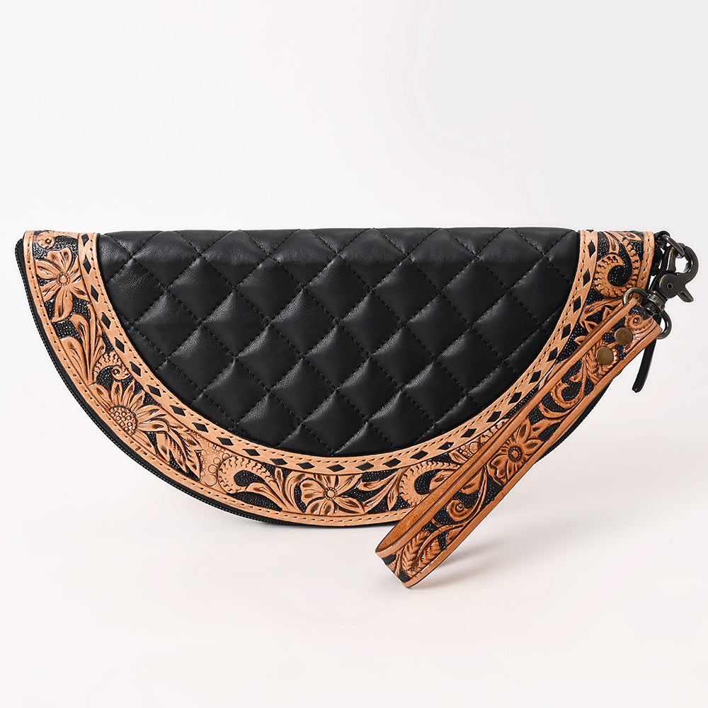 ADBG1666 Genuine Western Leather Women's Handbag - Hand Tooled Taco Design for Cowgirl Fashion, Rodeo Events & Western Style Outfits