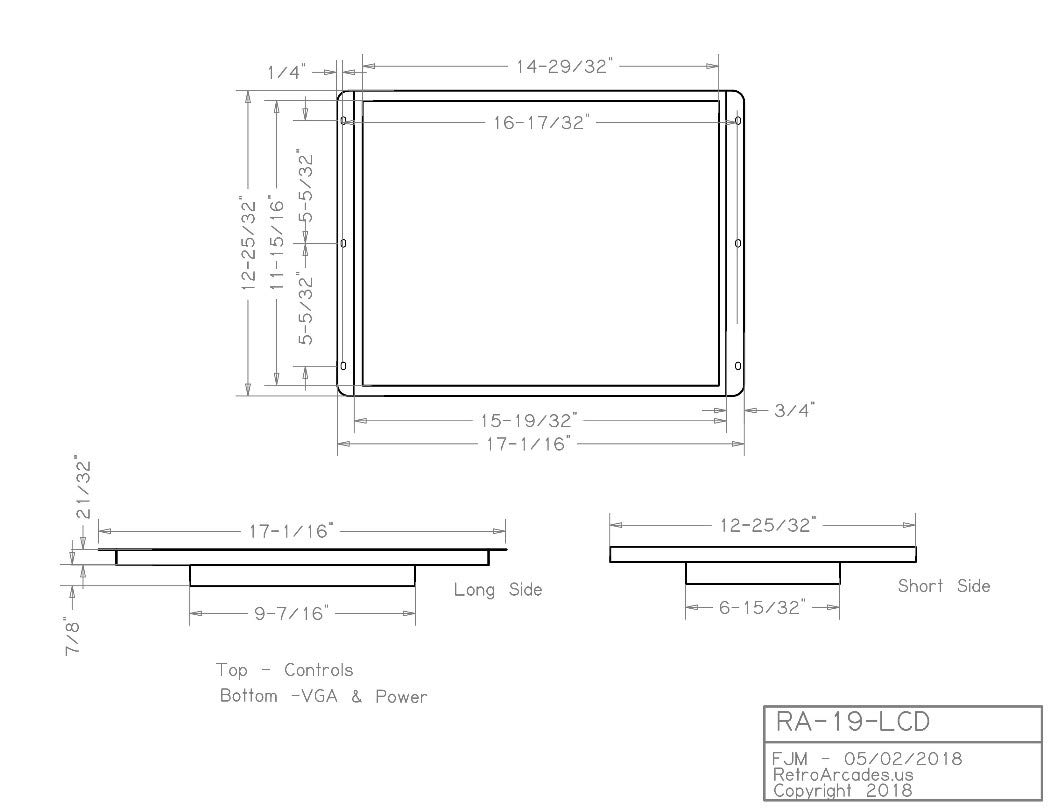 19 Inch LED Arcade Monitor for Jamma & MAME - Perfect for Cocktail Game Cabinets and Retro Arcade Machines