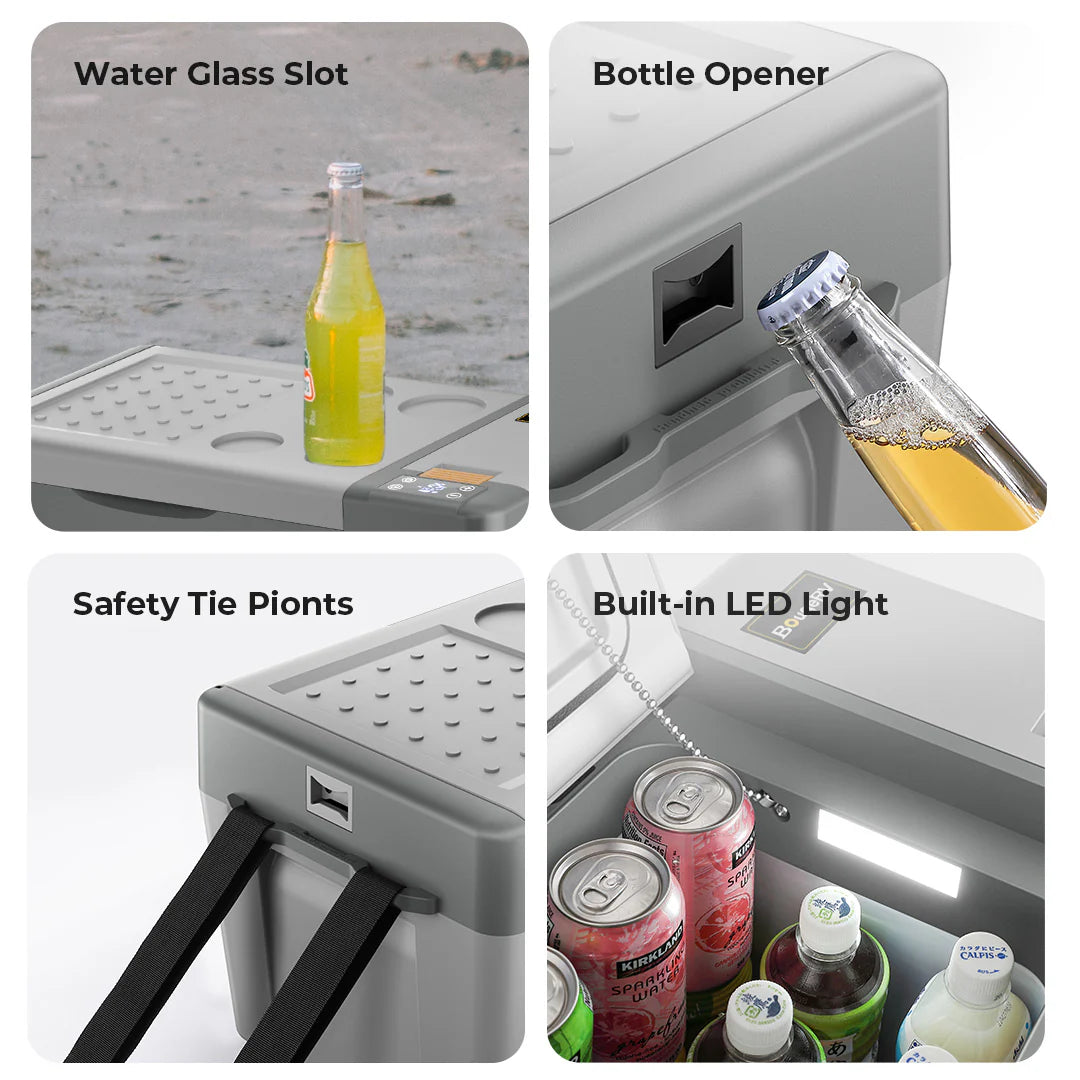 BougeRV CRPRO20 21-Quart 12V Portable Car Refrigerator Freezer - Compact Cooling for Road Trips, Camping & Outdoor Adventures