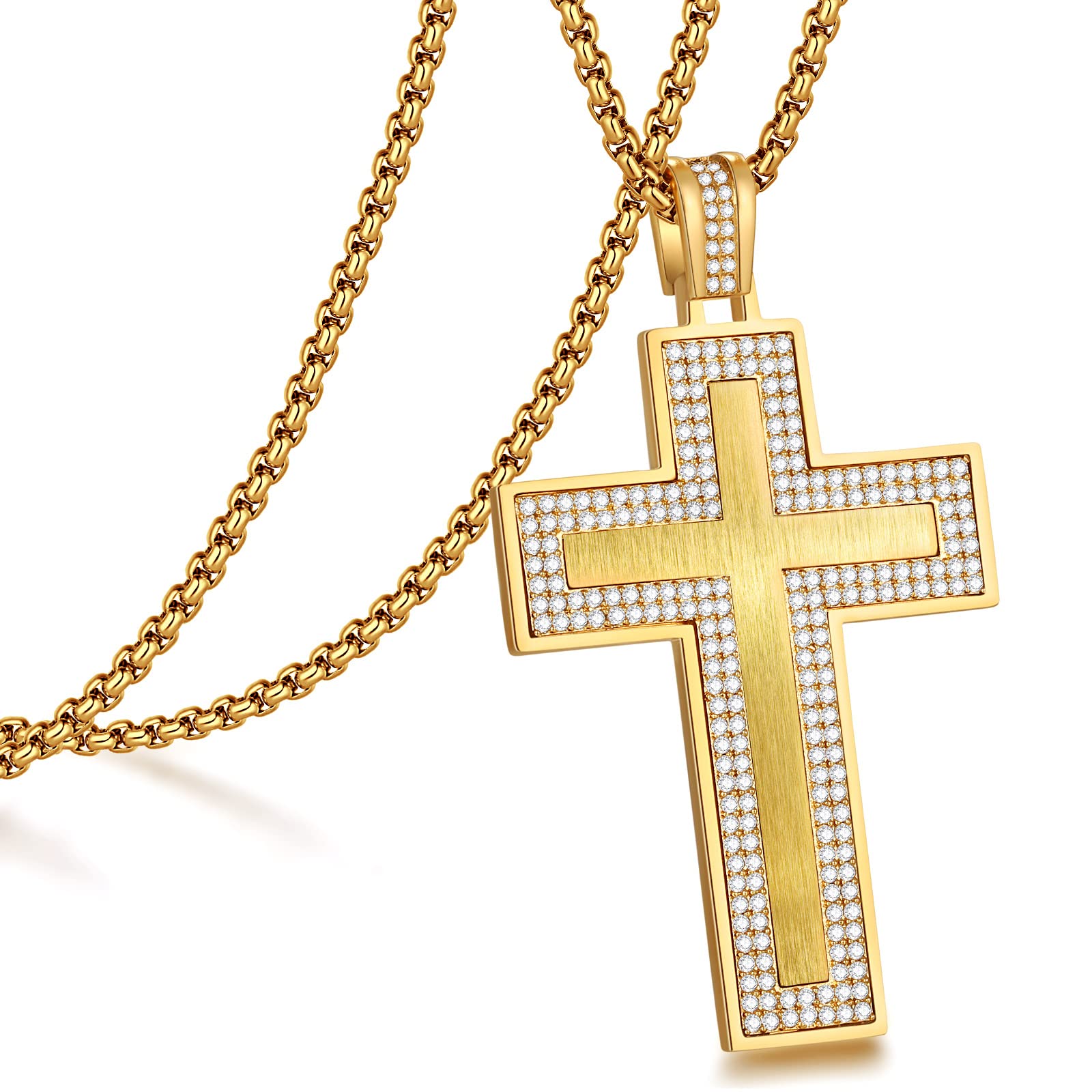 Stainless Steel Cross Pendant Necklace for Men & Women - Unisex Religious Jewelry Gift for Birthday, Anniversary, Valentine's Day - Perfect for Husband, Boyfriend, Son (Great for Church, Daily Wear & Special Occasions)