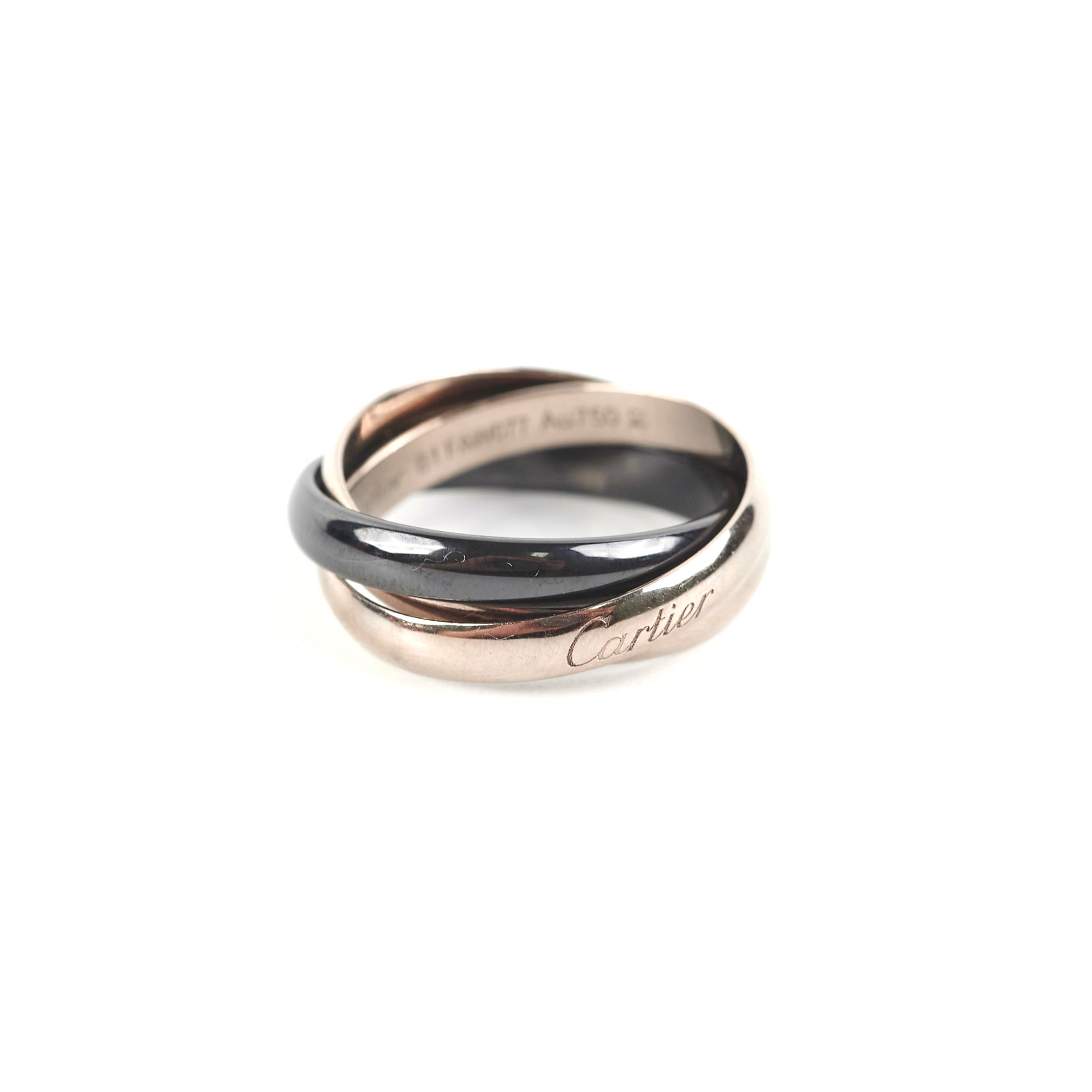 Cartier Trinity Ring in Black Ceramic - Size 61 (US 9.5) - Luxury Stackable Band for Women - Perfect for Anniversary Gifts & Special Occasions