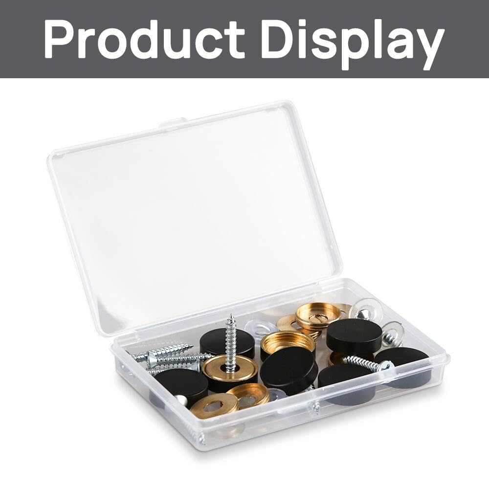 Decorative Solid Brass Mirror Screws with Black Caps - 16MM (8 Pack) - Perfect for Framing Mirrors, Wall Art, and Home Décor Fastening