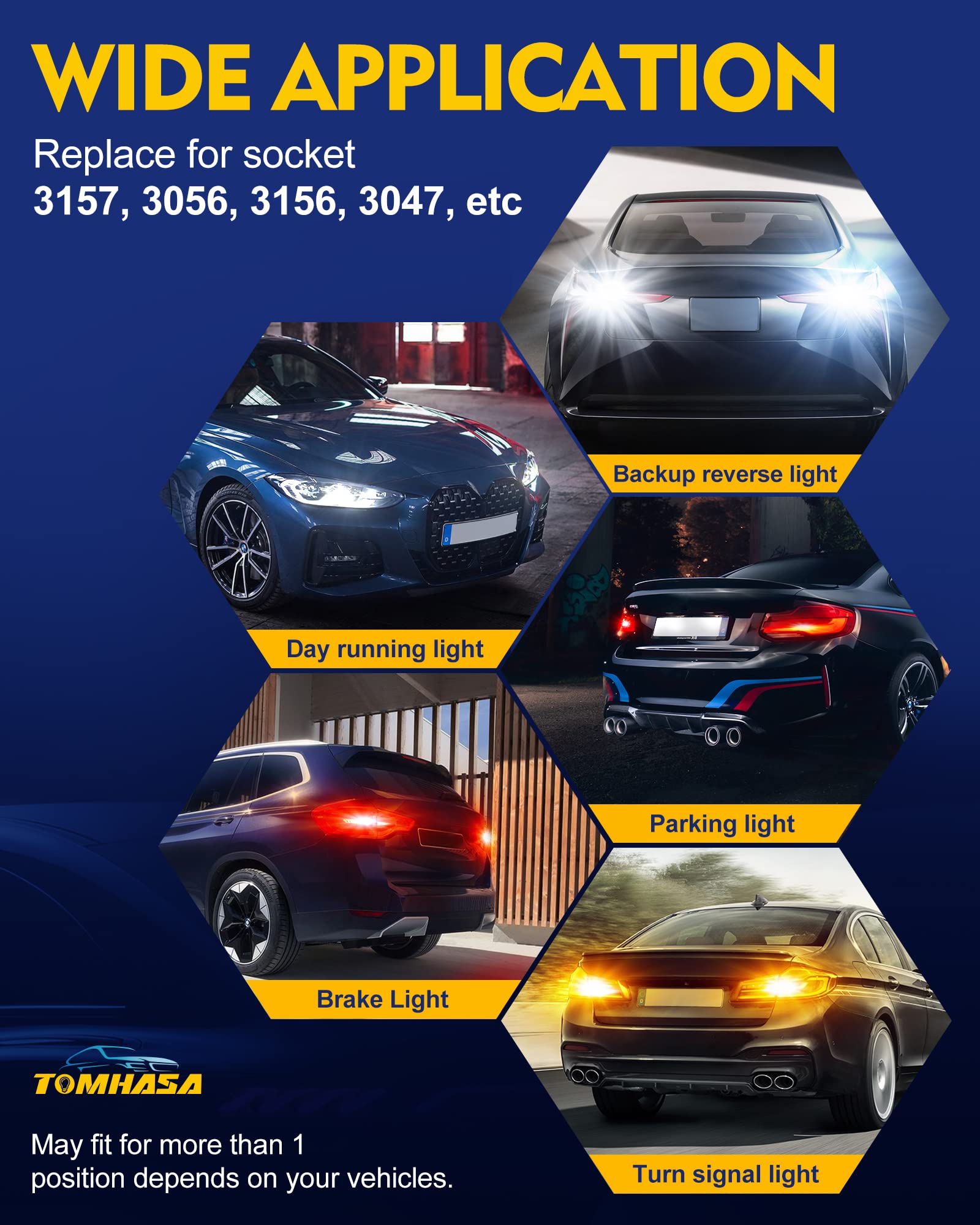 3157 LED Bulbs - 6000K Bright White Backup Reverse Light Bulbs, Compatible with 3056 3156 3057 4157 - Perfect for Car Reverse Lights, Turn Signals & Brake Lights (Pack of 2) - Enhance Night Driving Safety & Vehicle Visibility