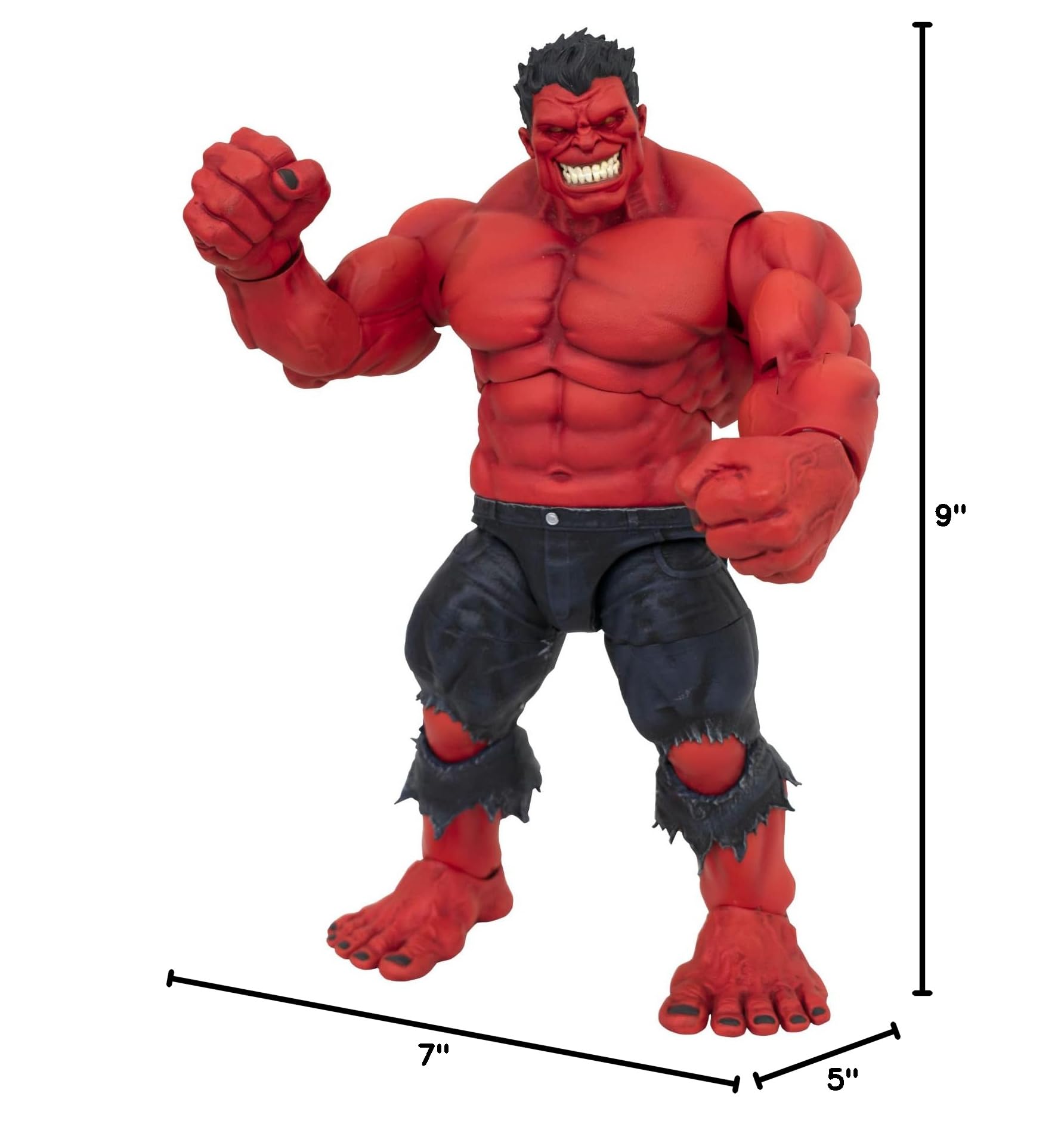 Marvel Select Red Hulk 9-Inch Action Figure - Diamond Select Toys Collectible for Marvel Fans | Perfect for Display, Play & Comic Book Collections